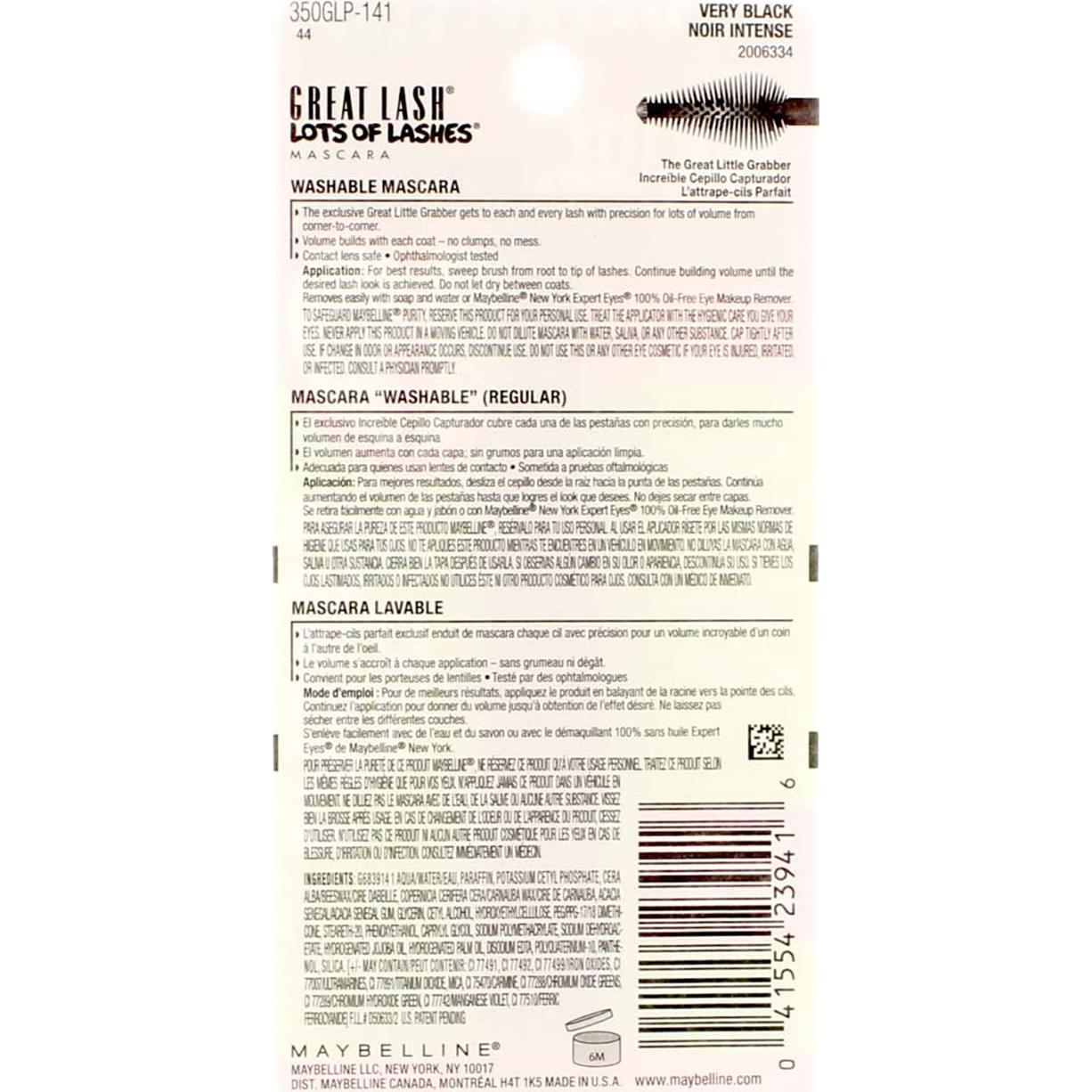 Máscara Lavable Maybelline Gran Pestaña Muy Negra 3 Unidades