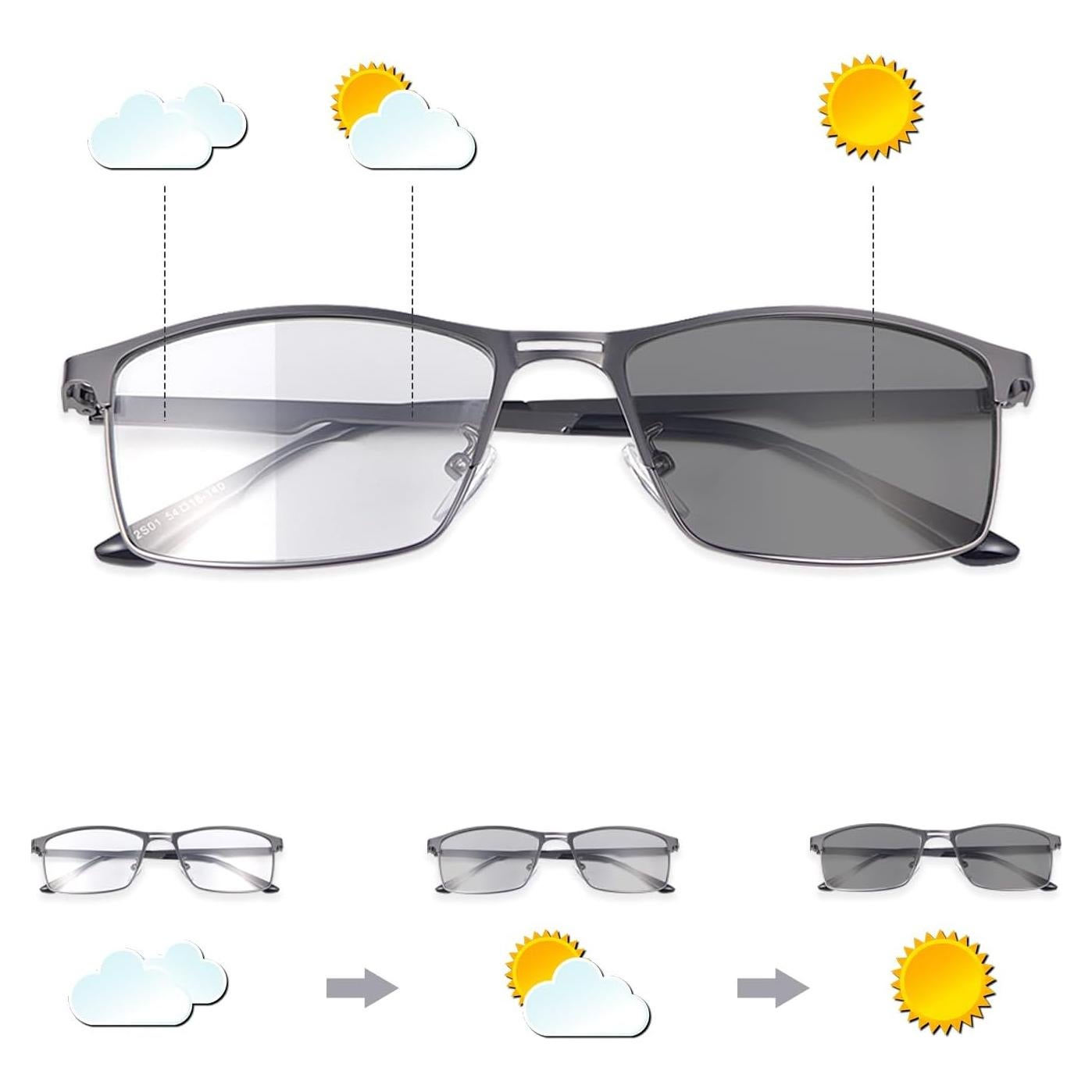 Gafas de lectura bifocales MIRYEA fotocromáticas UV400 1.5x