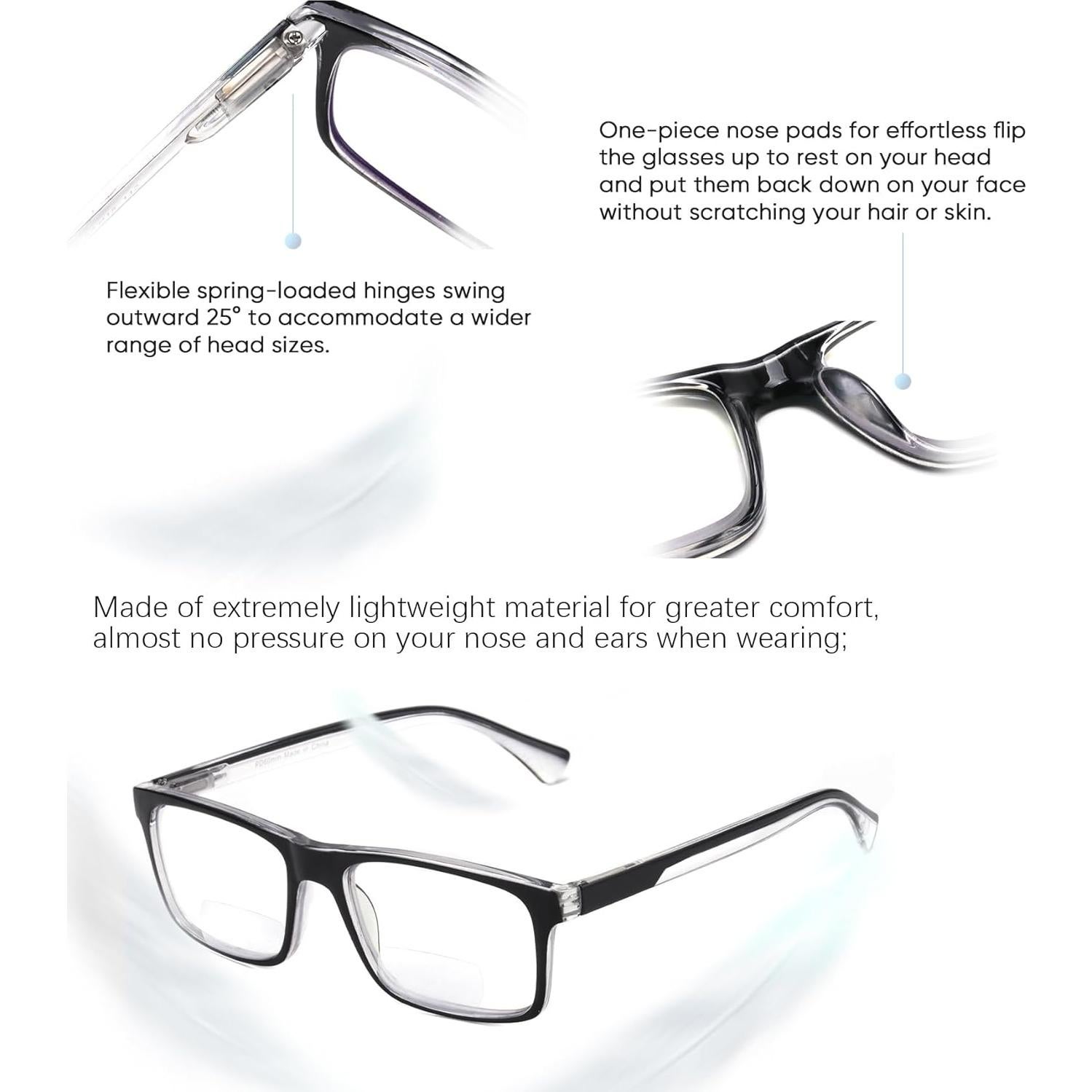 Lentes Bifocales Missfive 2 Paquetes Anti Luz Azul 2.5x