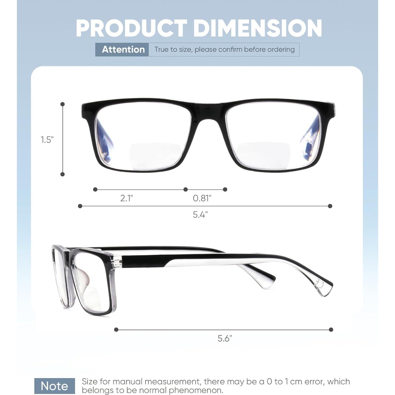 Lentes Bifocales Missfive 2 Paquetes Anti Luz Azul 2.5x