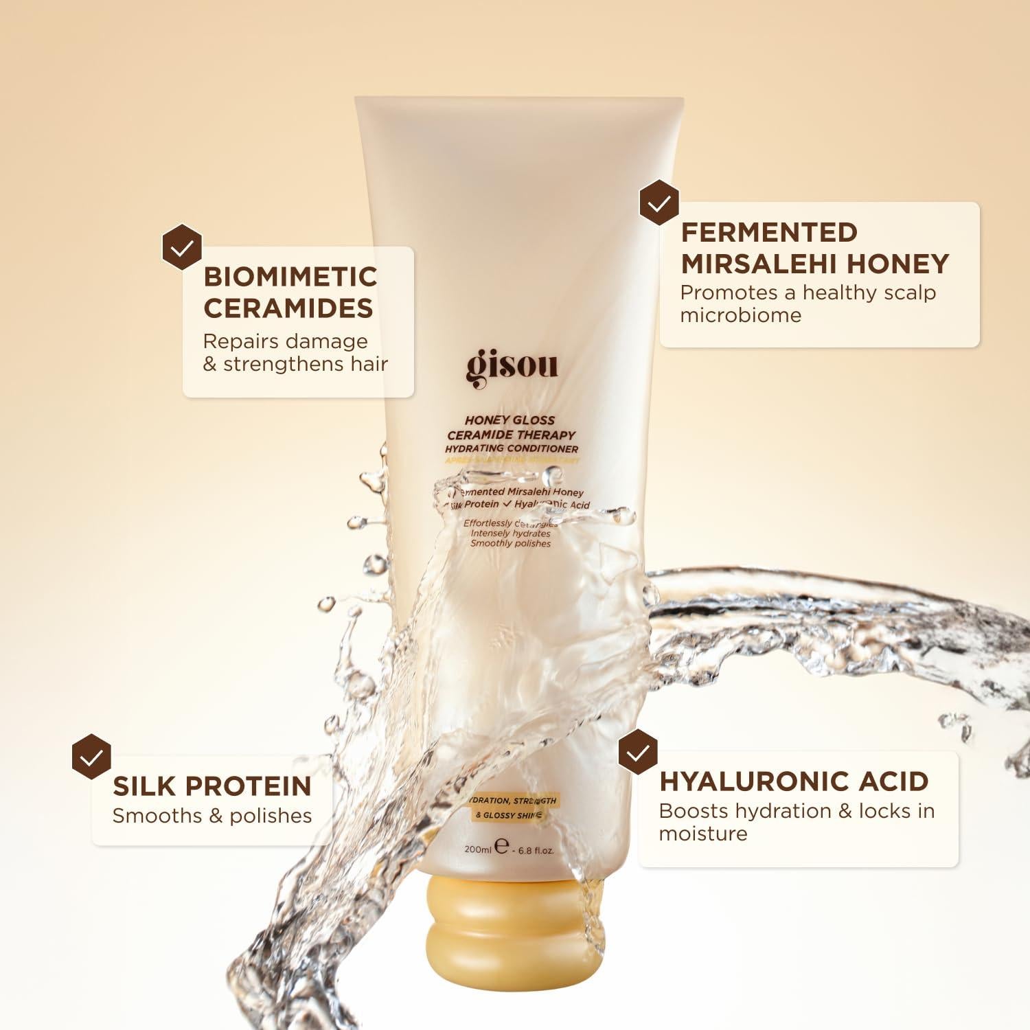 Acondicionador Hidratante Gisou Honey Gloss 221g - Ceramidas y Miel