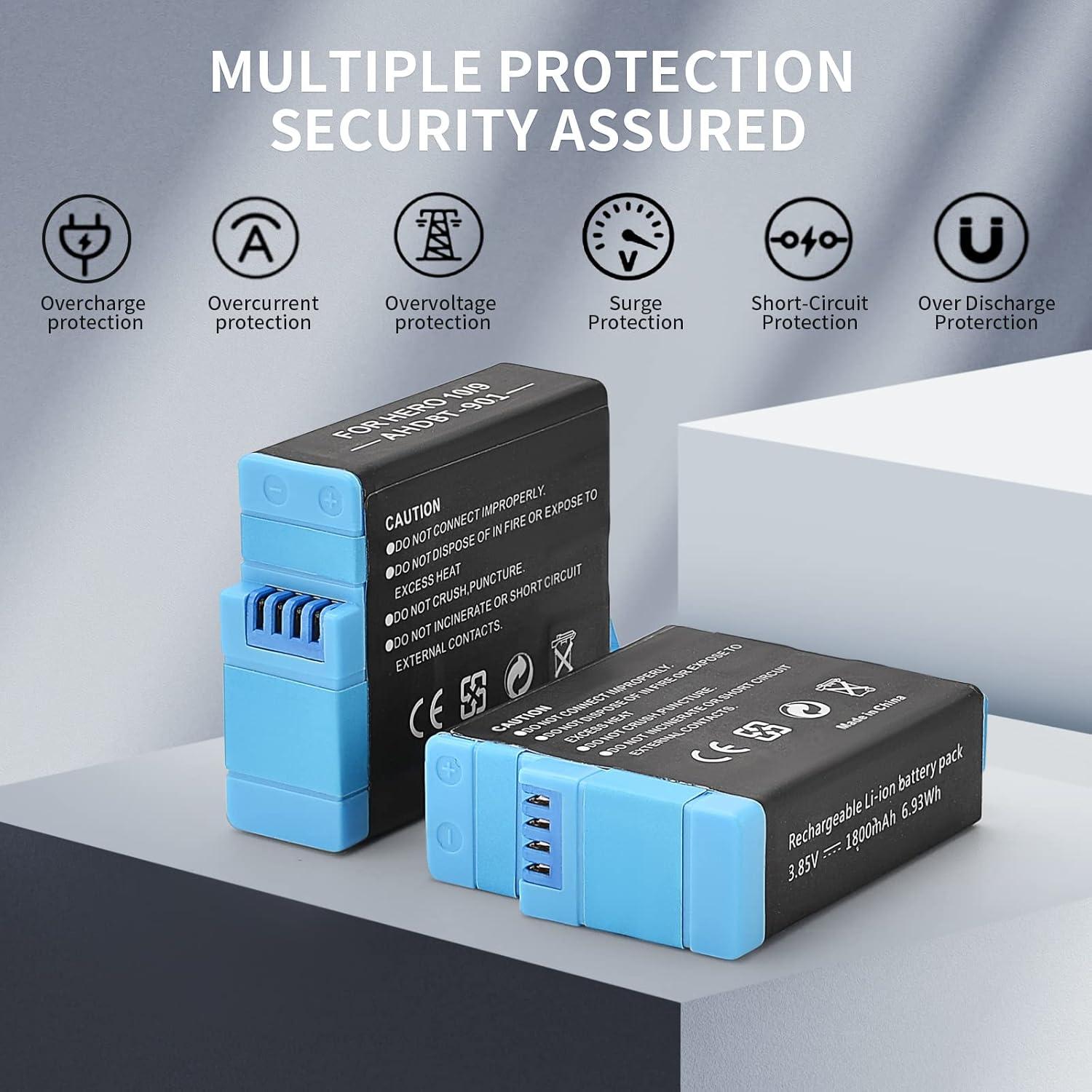 Baterías Recargables Eeyrnduy para GoPro Hero 9/10/11 Combo 3