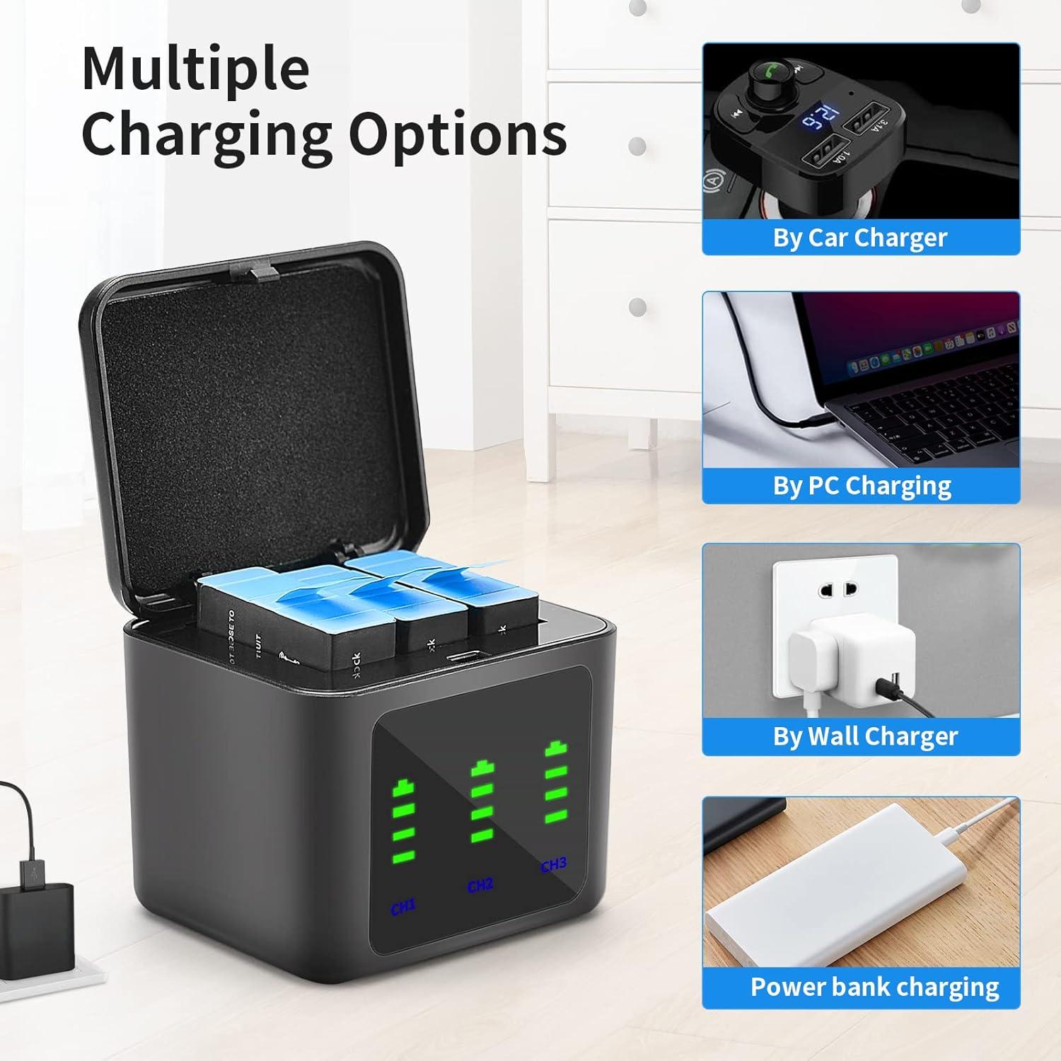 Baterías Recargables Eeyrnduy para GoPro Hero 9/10/11 Combo 3