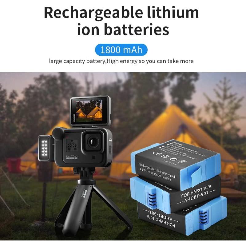Baterías Recargables Eeyrnduy para GoPro Hero 9/10/11 Combo 3