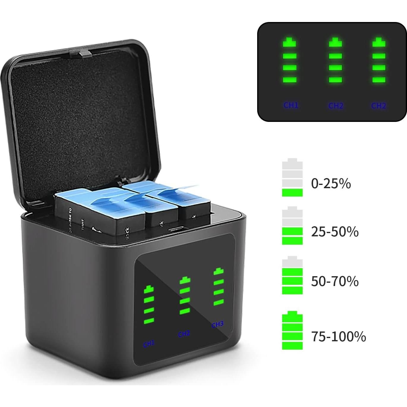 Baterías Recargables Eeyrnduy para GoPro Hero 9/10/11 Combo 3