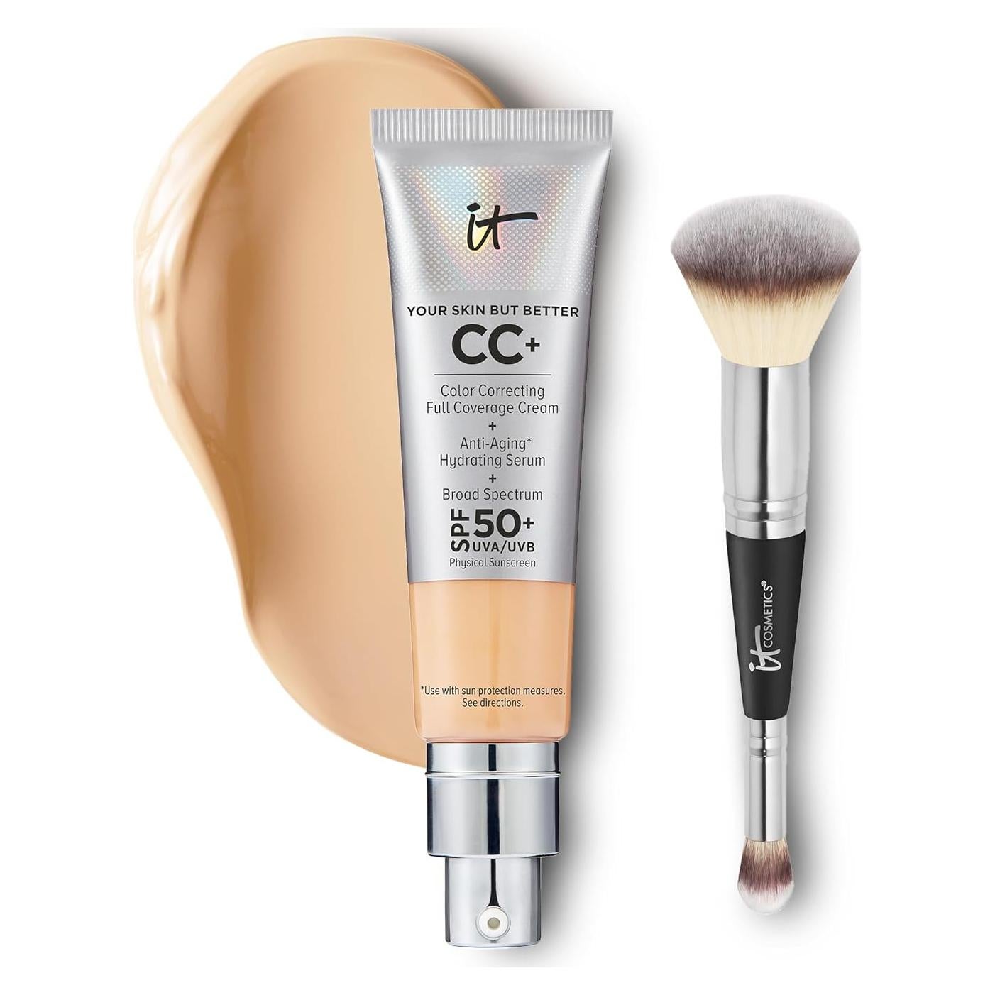IT Cosmetics CC+ Crema SPF 50+ 32 ml + Brocha 2-en-1
