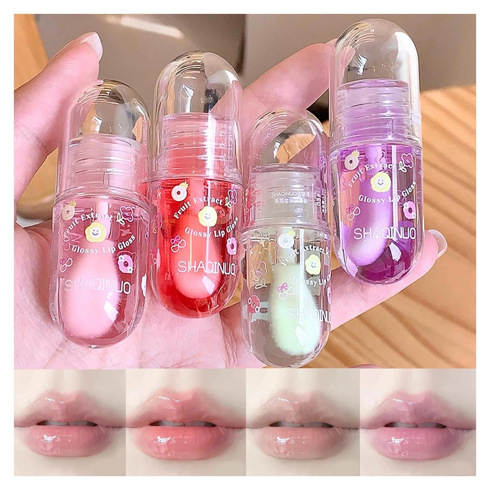 Juego de 4 Aceites Brillantes para Labios KTouler - Hidratantes y Voluminizadores