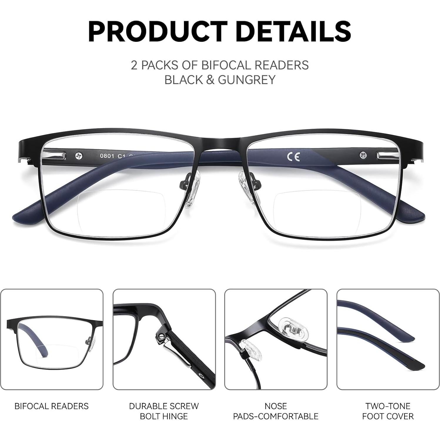 Paquete de 2 gafas progresivas GOGLEAS para hombres