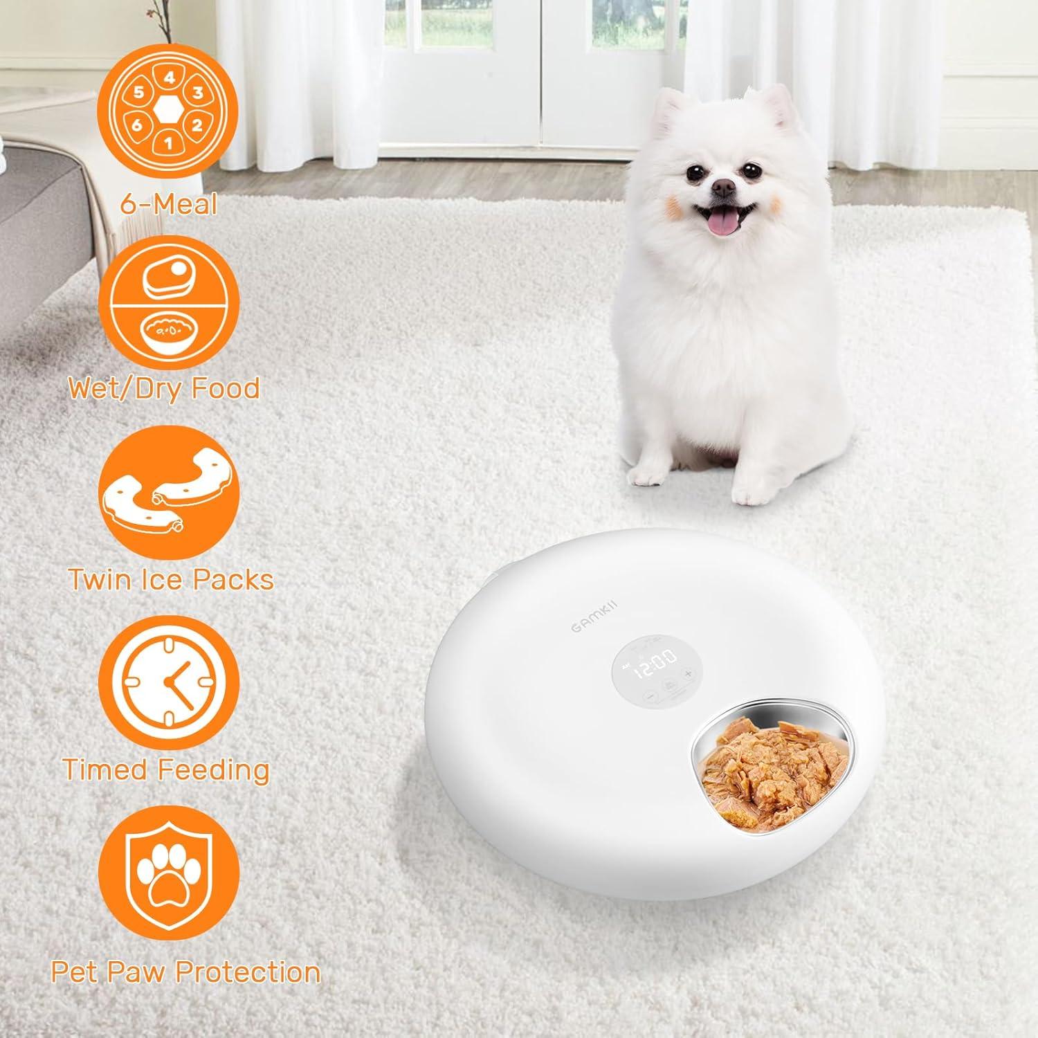 Dispensador Automático de Comida GAMKII 6 Comidas Acero Inoxidable