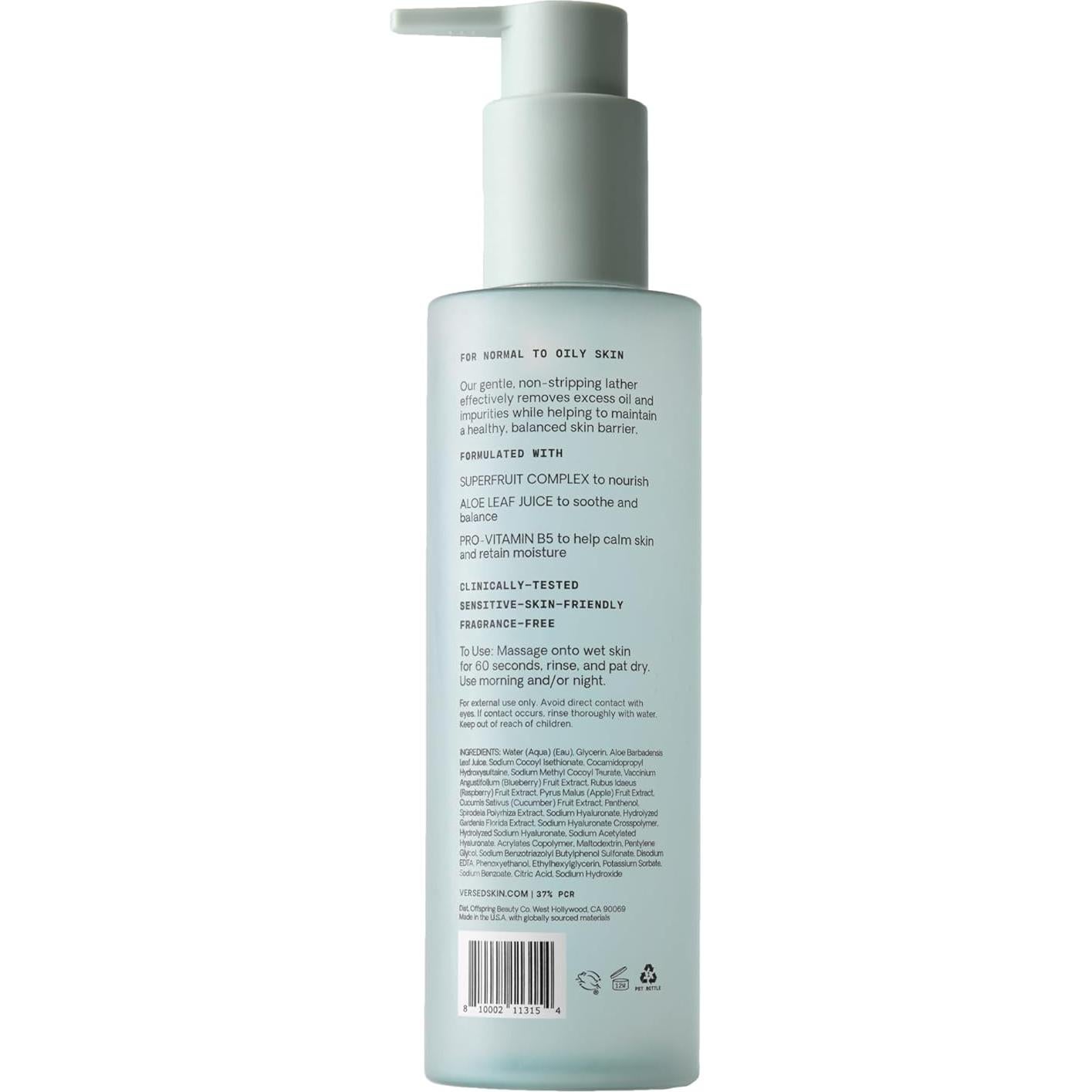 Limpiador Facial Suave Antioxidante Versed El Purista 177 ml