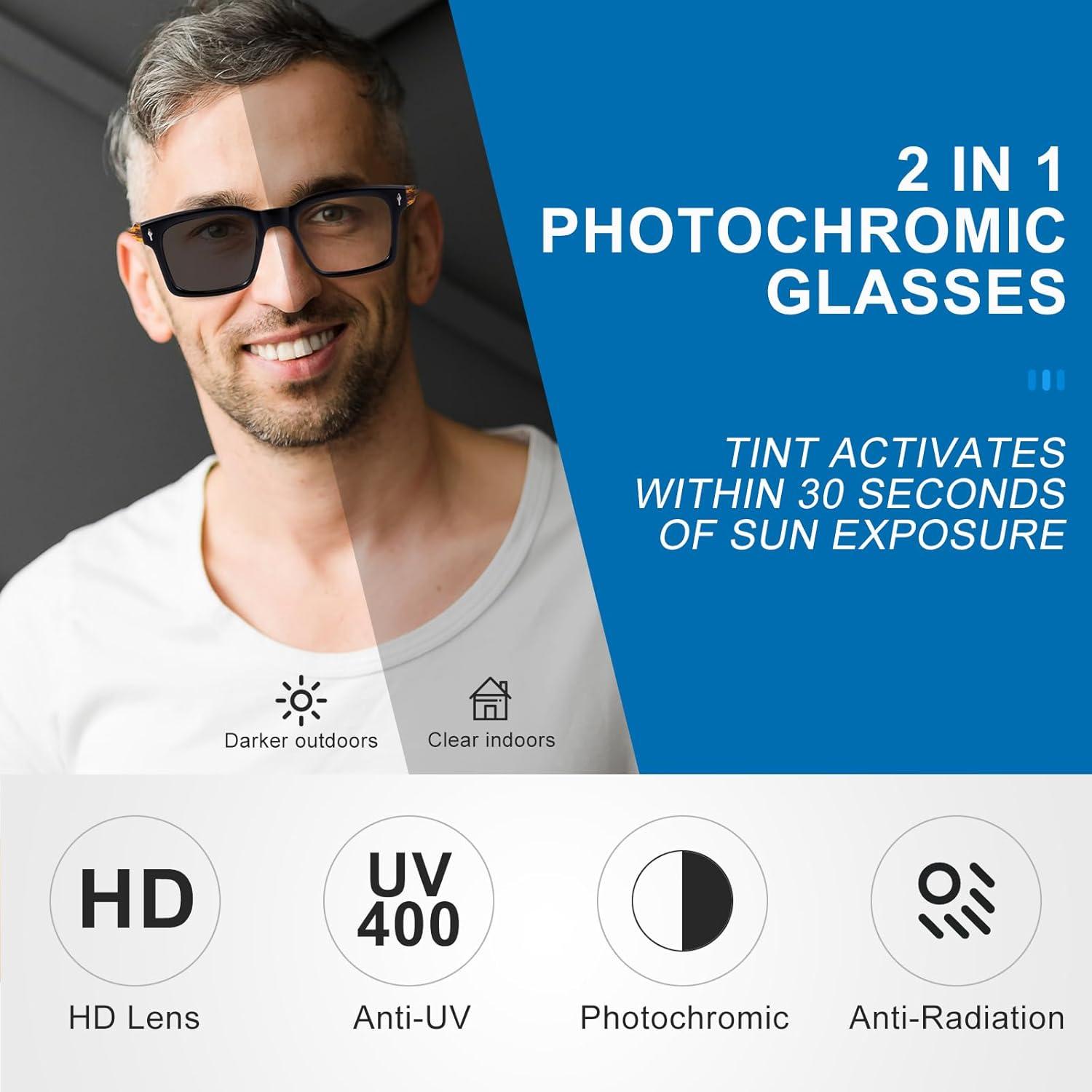 Gafas de lectura progresivas OuShiun 2.5x foto-cromáticas