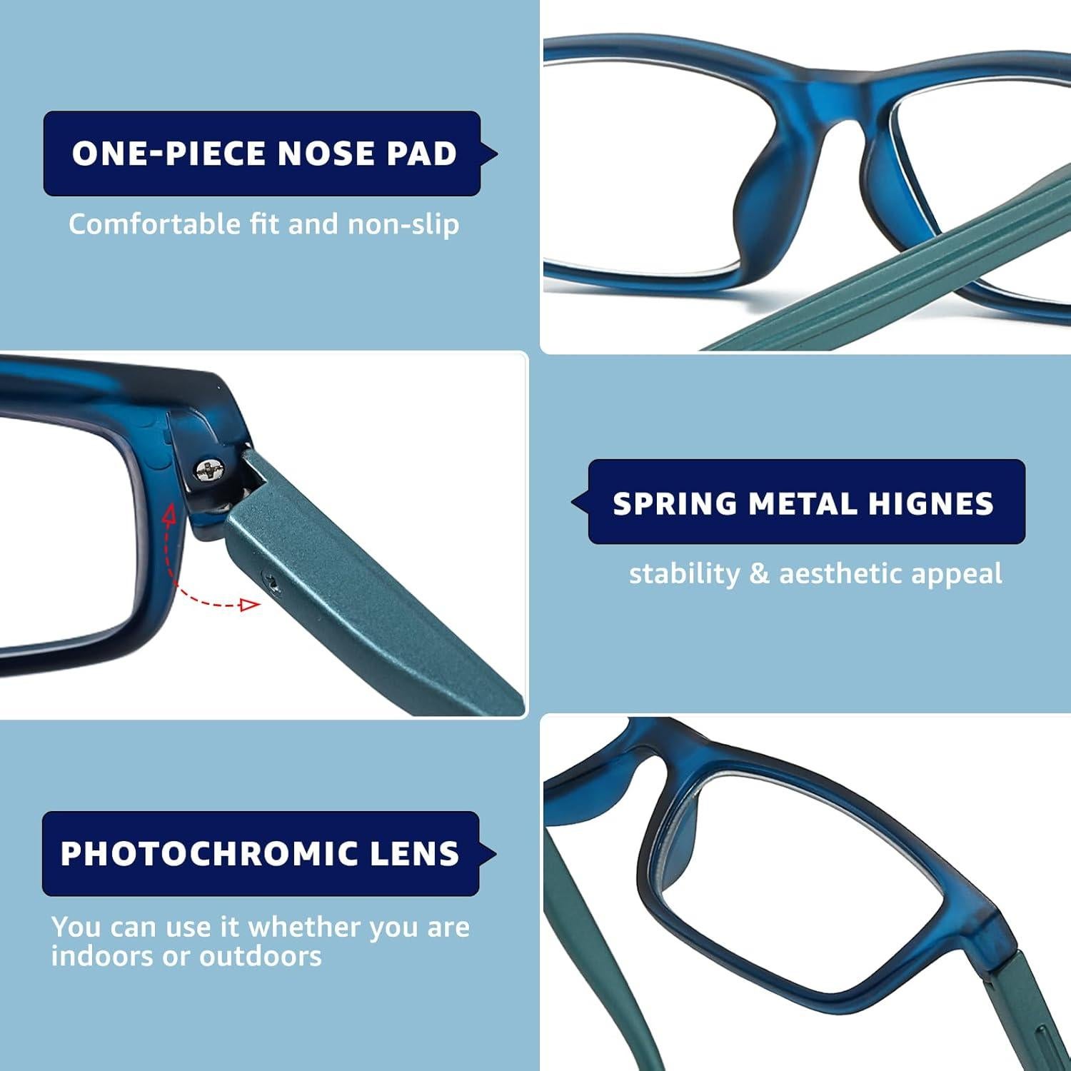 Gafas de lectura fotocromáticas LVIOE 2.0x protección UV