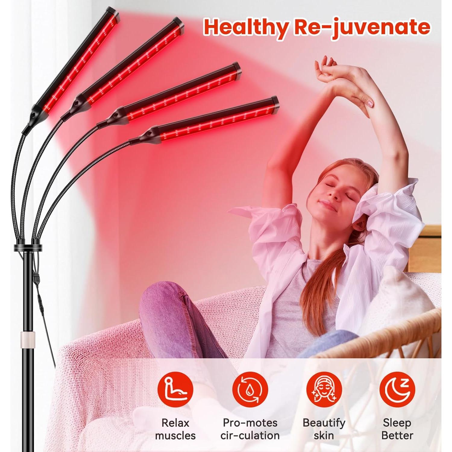 Lámpara de Terapia de Luz Roja Viconor 4 Cabezas 660nm 850nm