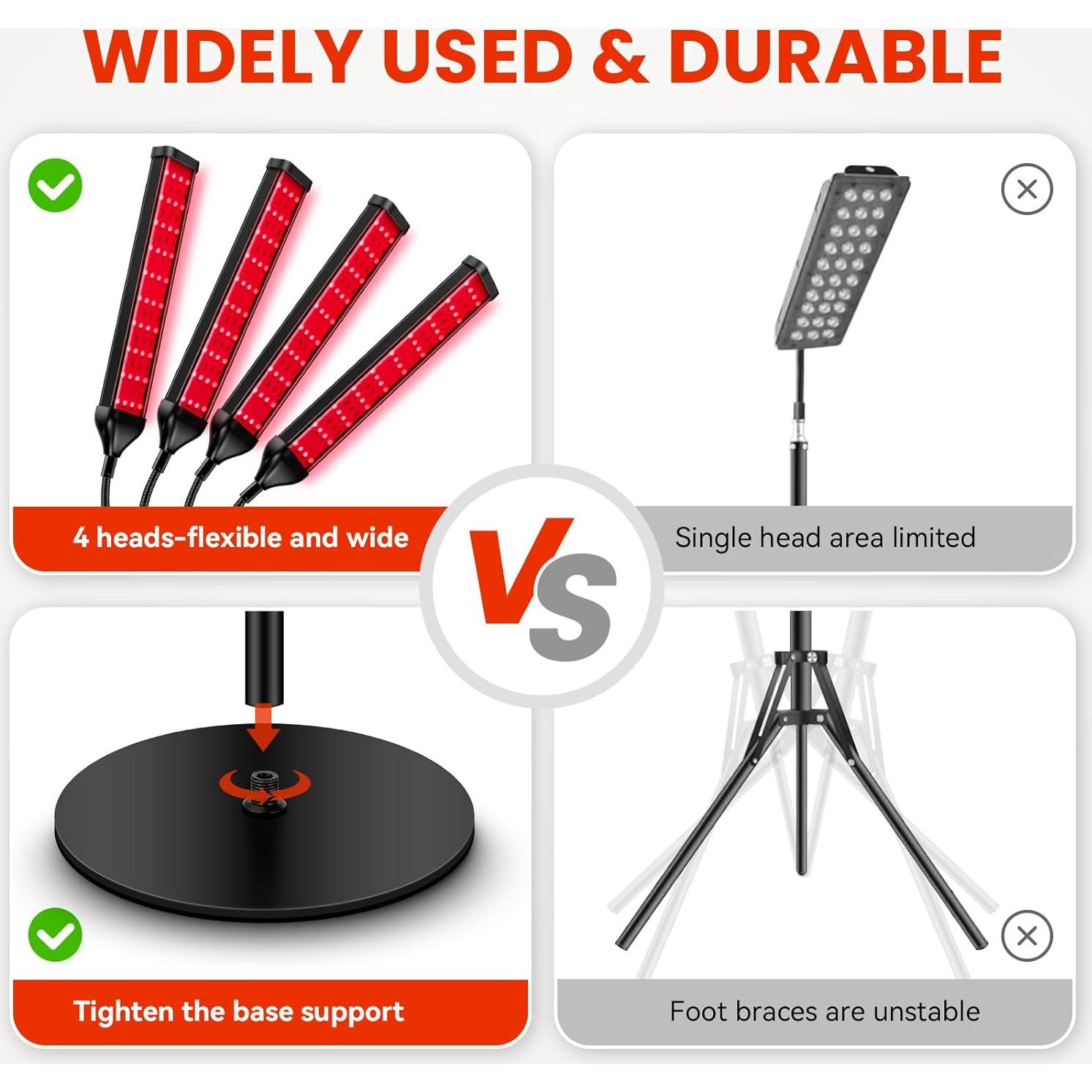 Lámpara de Terapia de Luz Roja Viconor 4 Cabezas 660nm 850nm