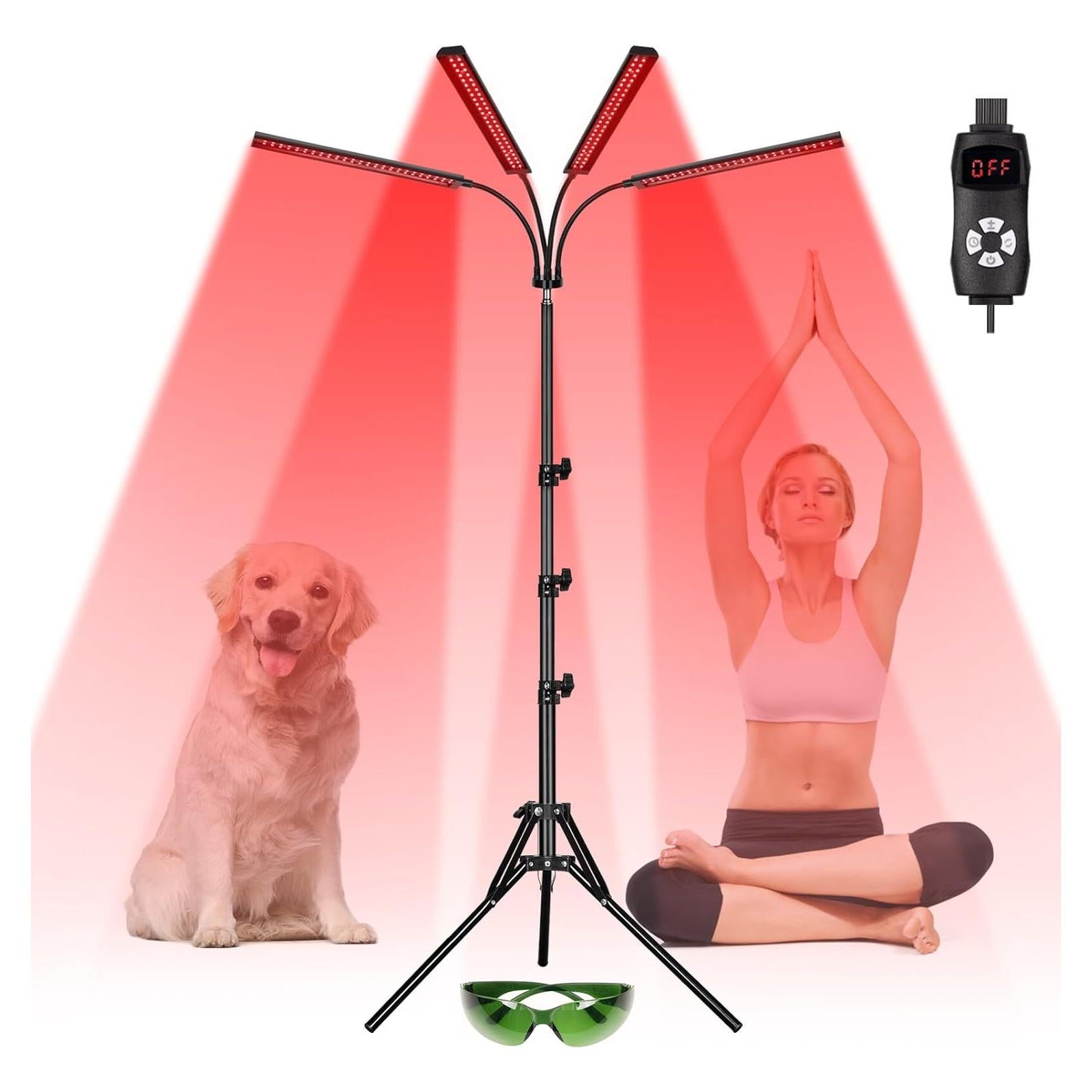 Lámpara de Terapia de Luz Roja 4 Cabezas 660nm 850nm Ajustable