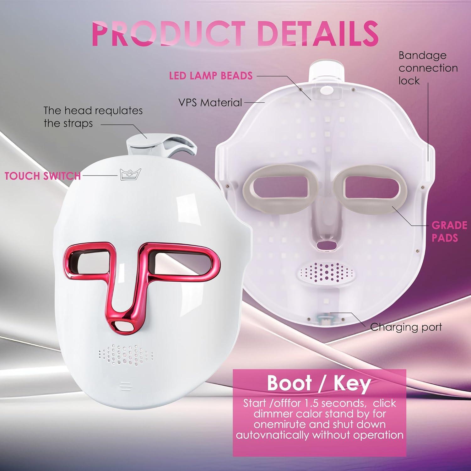 Máscara Facial LED JAY SAREES 7 Colores Cuidado Piel