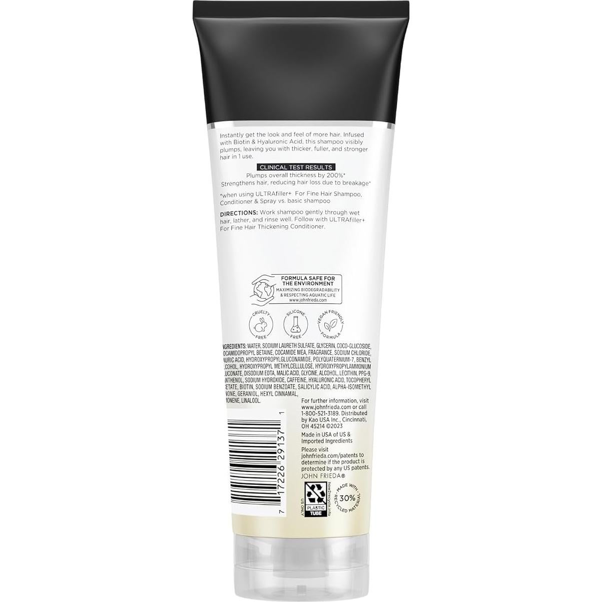 Champú Engrosante John Frieda ULTRAfiller+ 235 g - Biotina y Ácido Hialurónico