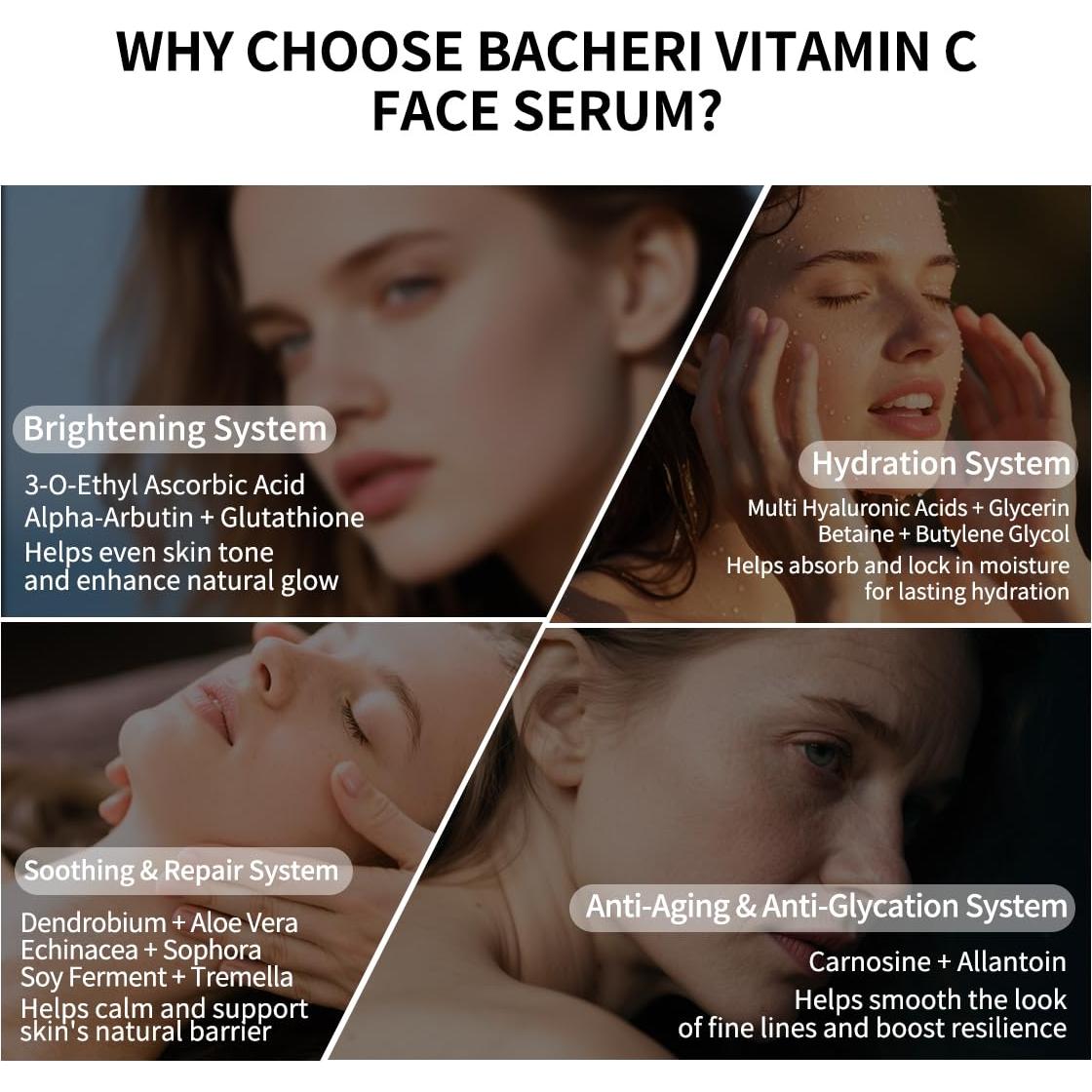 Suero Facial BACHERI Vitamina C y Ácido Hialurónico 15 Ampollas