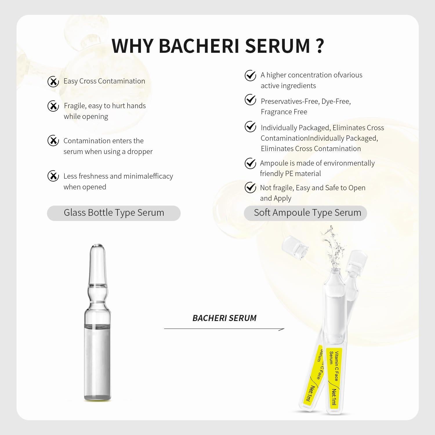 Suero Facial BACHERI Vitamina C y Ácido Hialurónico 15 Ampollas