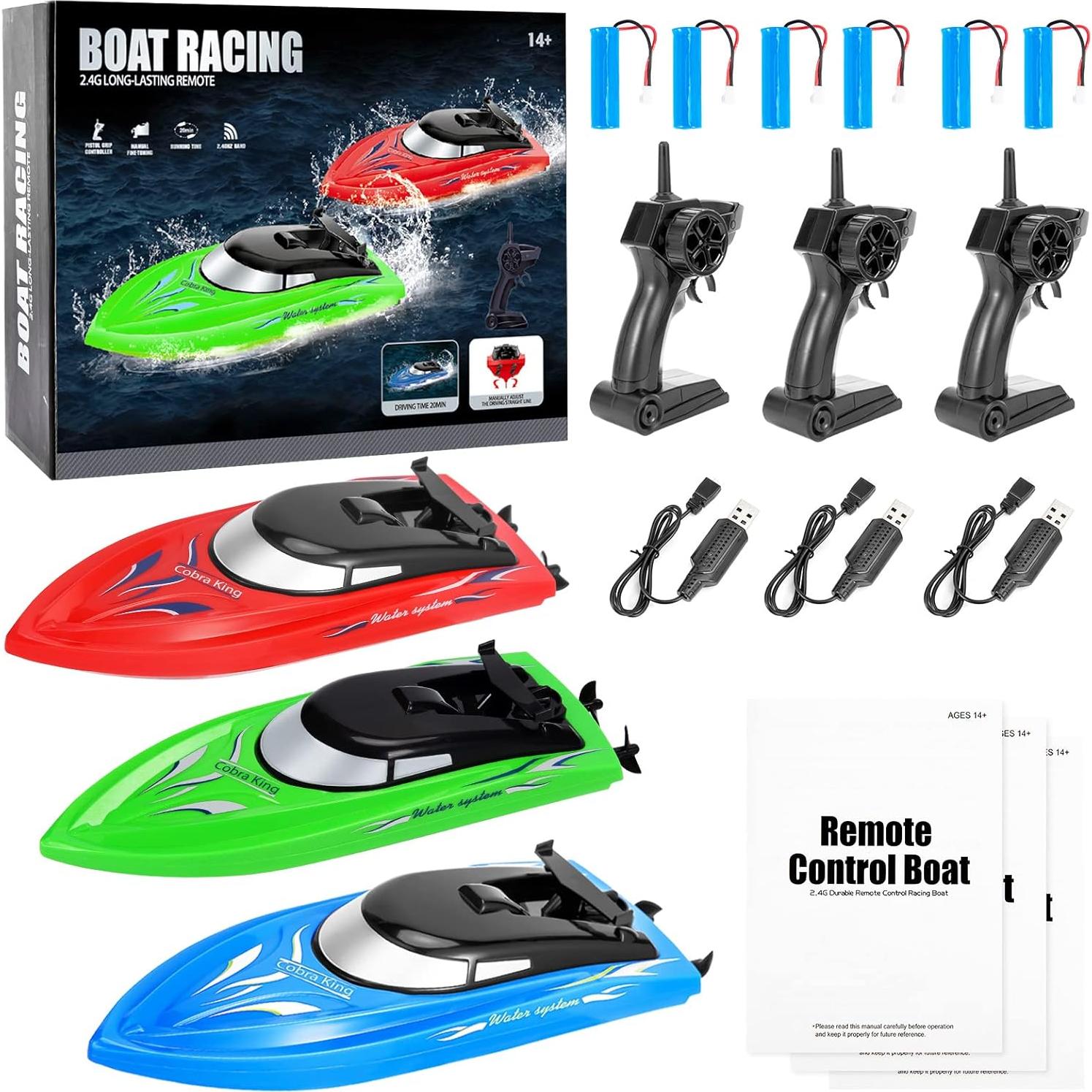 Barco RC Twister.CK Paquete de 3 Barcos 10 km/h para Niños
