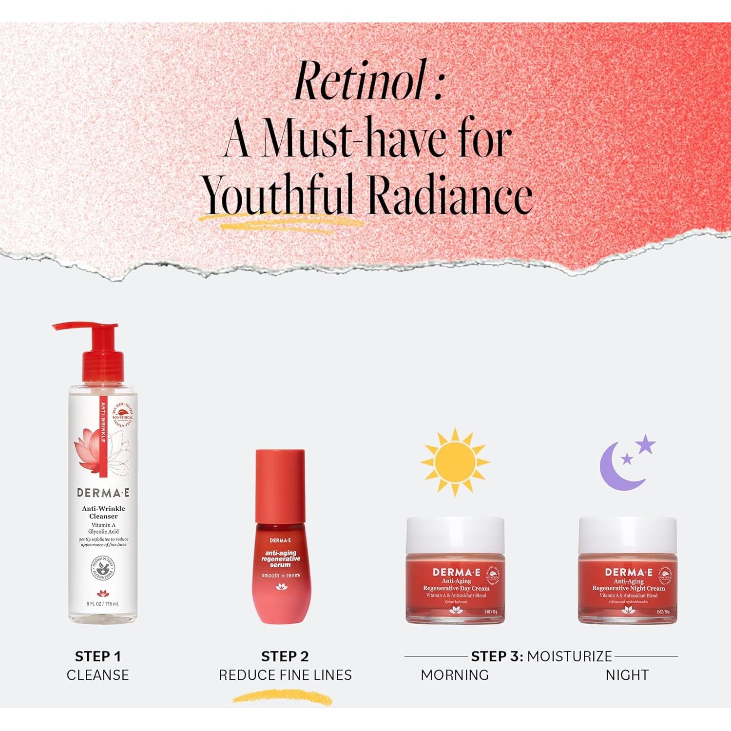 Suero Facial Anti Envejecimiento DERMA E 29.57 ml Retinol