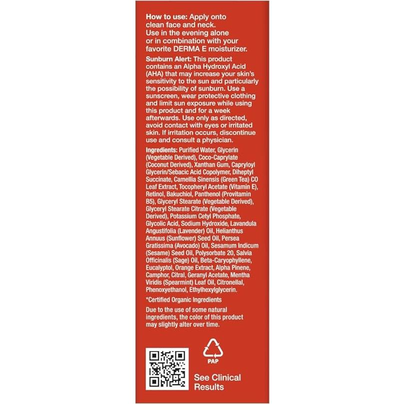 Suero Facial Anti Envejecimiento DERMA E 29.57 ml Retinol