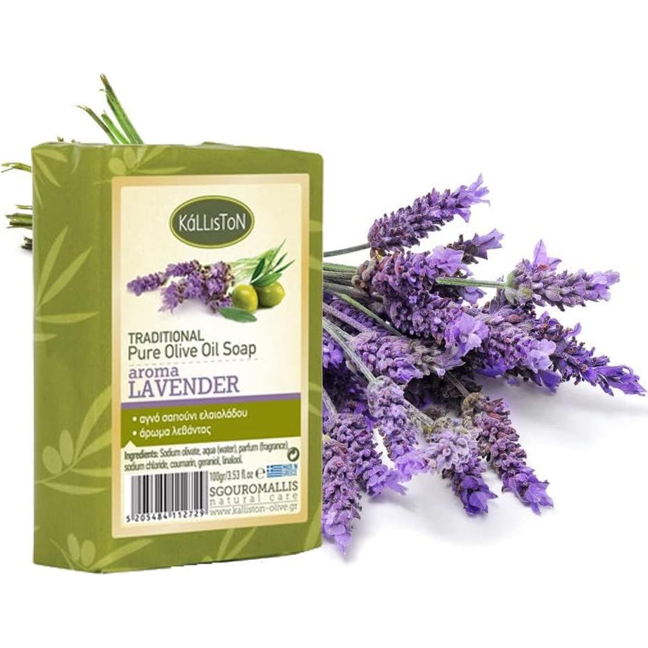 Jabón de Aceite de Oliva Kalliston con Lavanda y Pómez - 4 Unidades