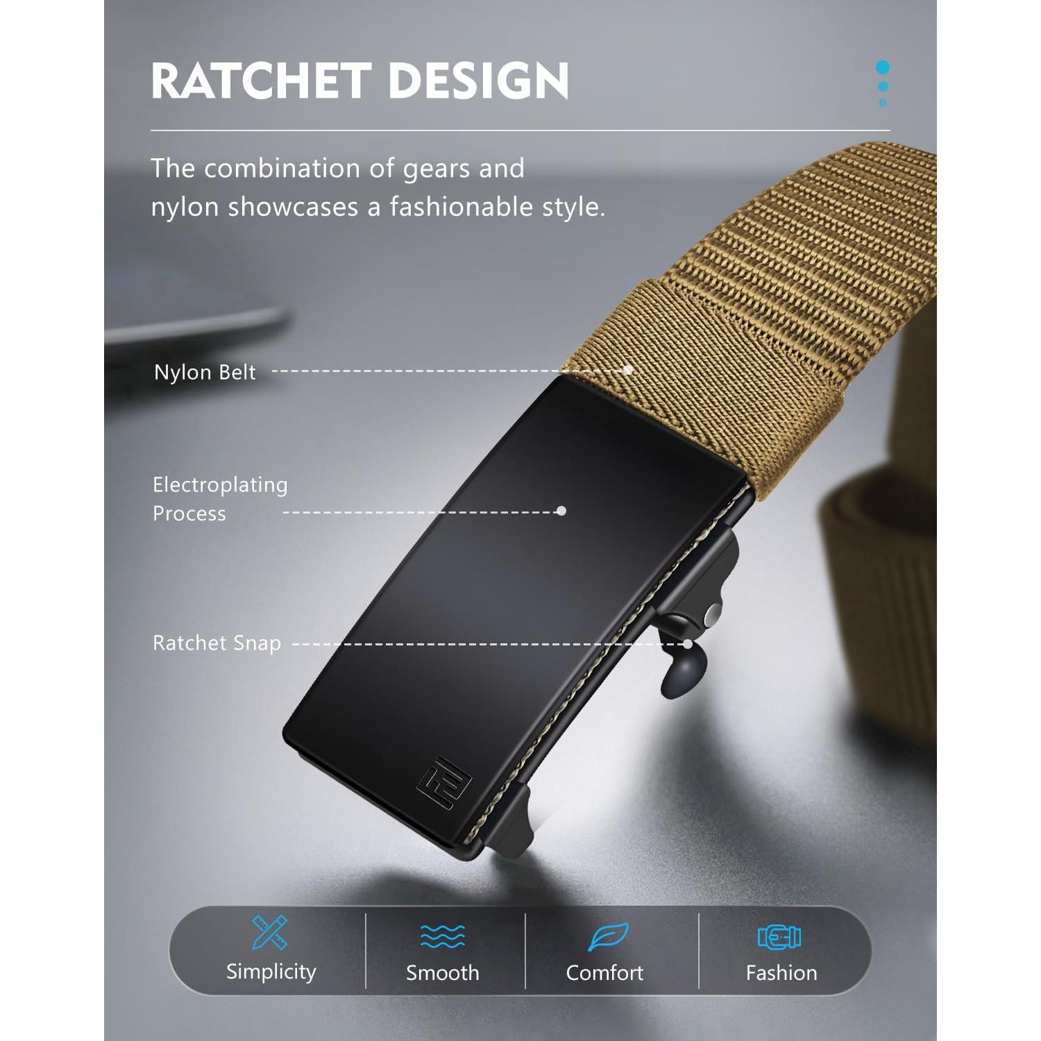 Cinturón Ratchet Fairwin de Nylon para Hombre 91-107 cm