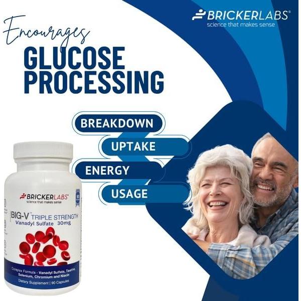 Suplemento Mineral Bricker Labs Vanadilo 90 Cápsulas 30mg