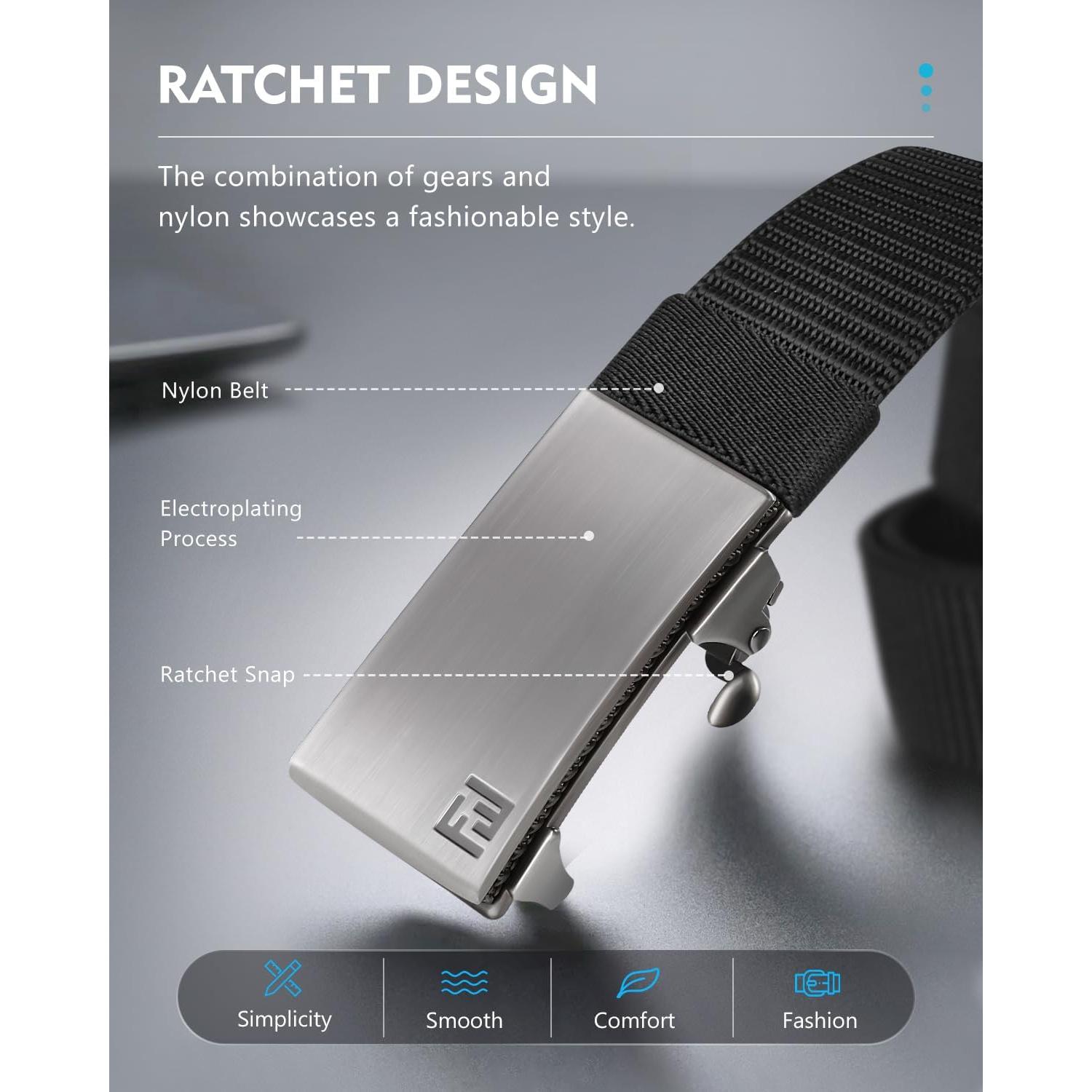 Cinturón Ratchet Fairwin para Hombre, Nylon Automático 104 cm