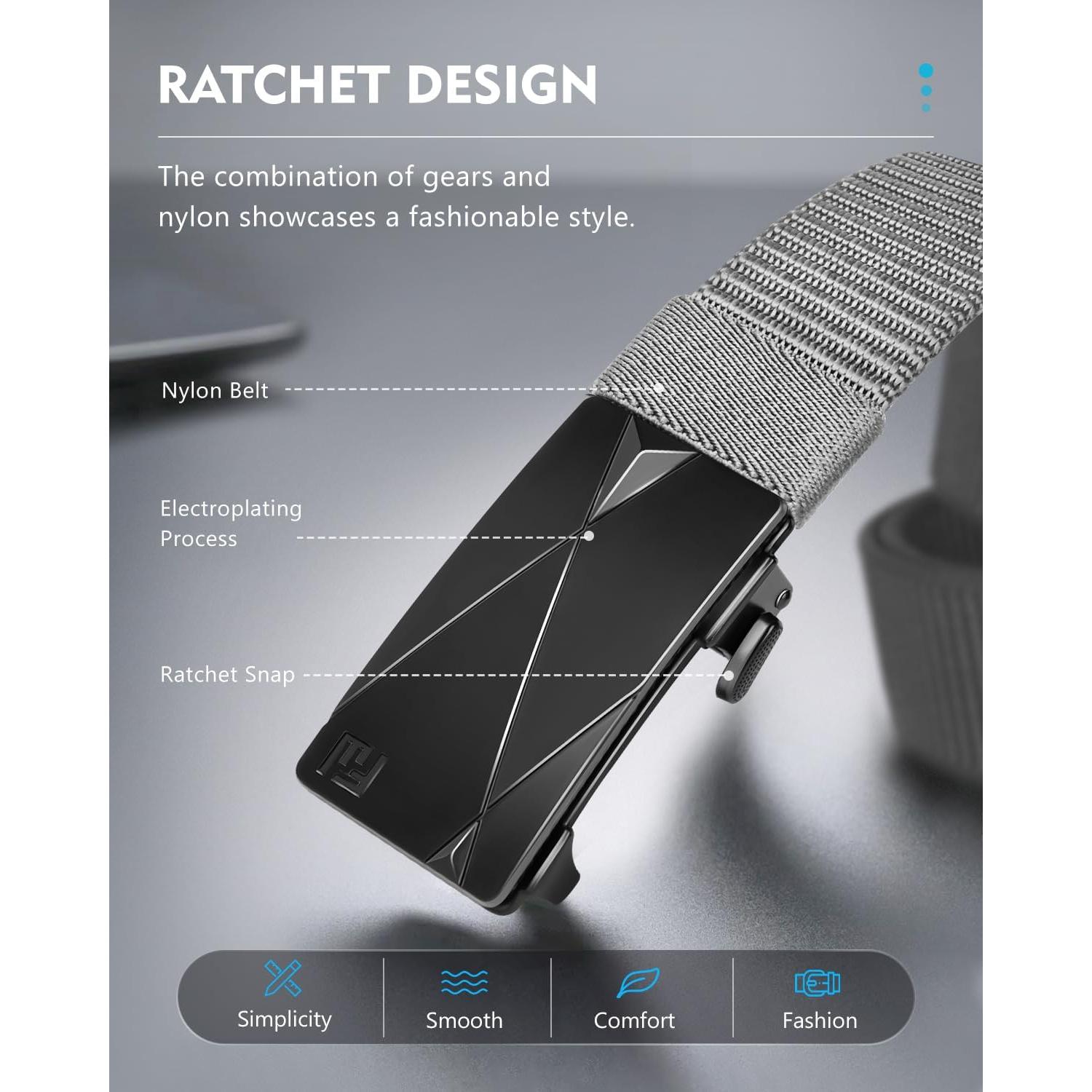 Cinturón Ratchet Fairwin para Hombre 71-86 cm Nylon Automático