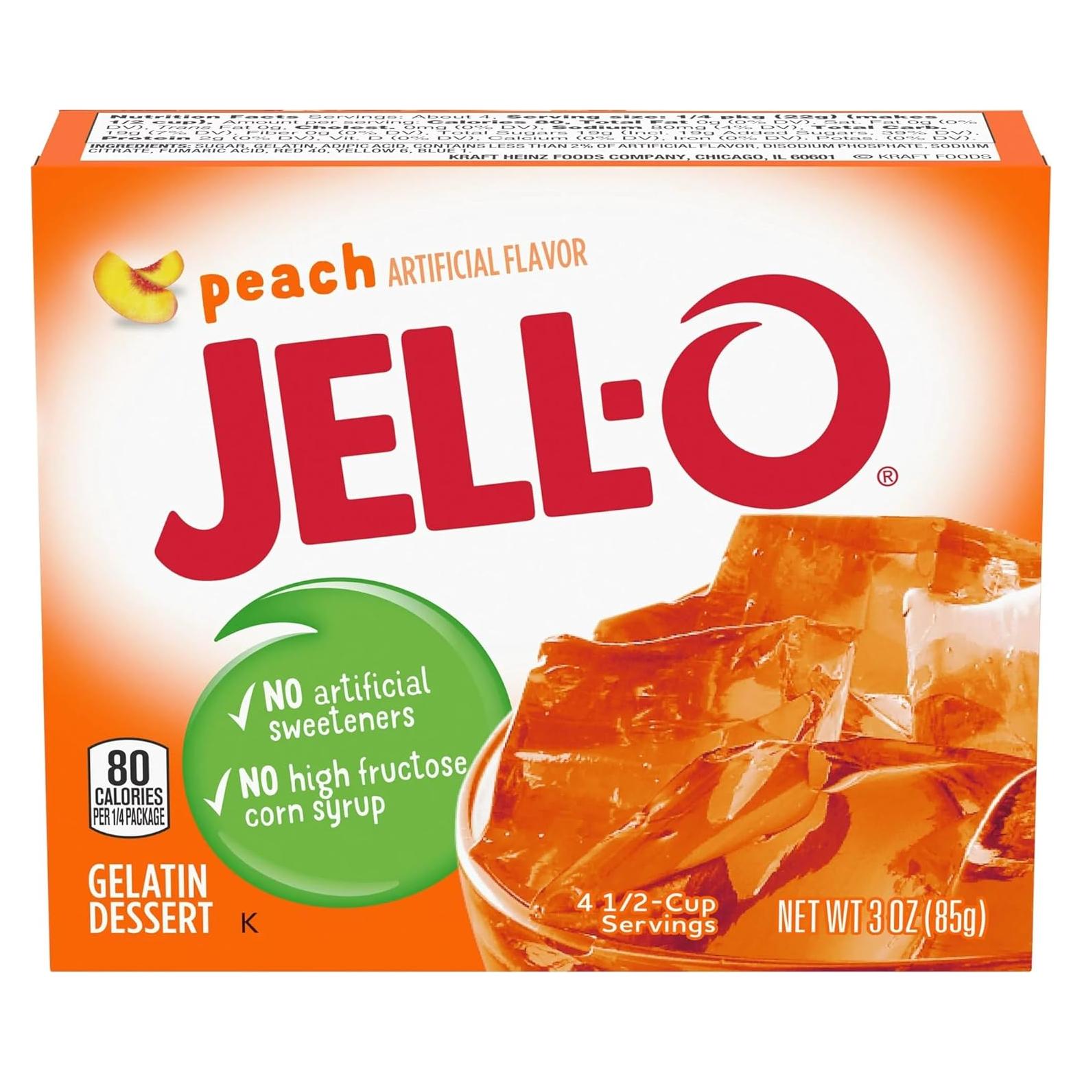 Gelatina Jell-O Sabor Durazno 340g (4 Paquetes de 85g)