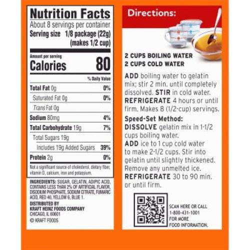 Gelatina Jell-O Sabor Durazno 340g (4 Paquetes de 85g)