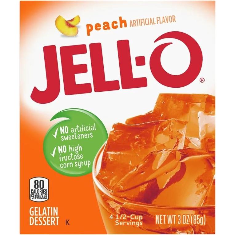Gelatina Jell-O Sabor Durazno 340g (4 Paquetes de 85g)