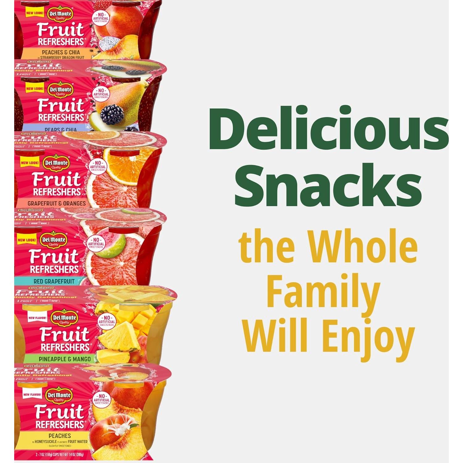 Del Monte Tazas de Fruta Duraznos en Agua Sabor Azahar 12 Unidades