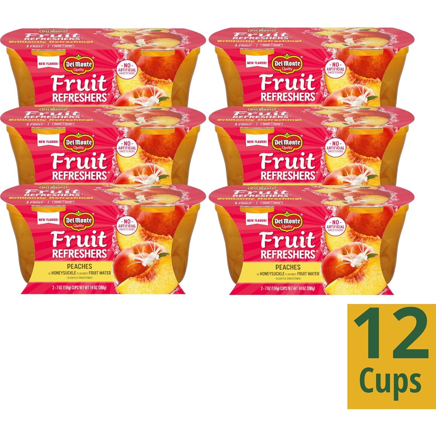 Del Monte Tazas de Fruta Duraznos en Agua Sabor Azahar 12 Unidades