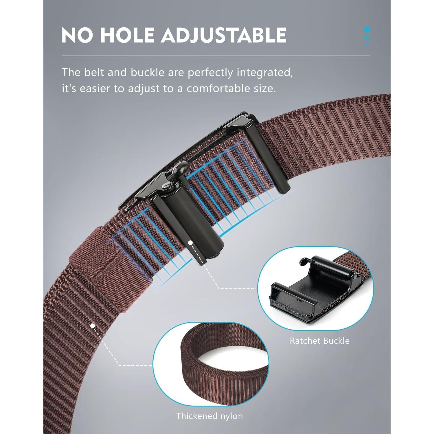 Cinturón Ratchet Fairwin de Nylon para Hombre 1.25 cm Automático