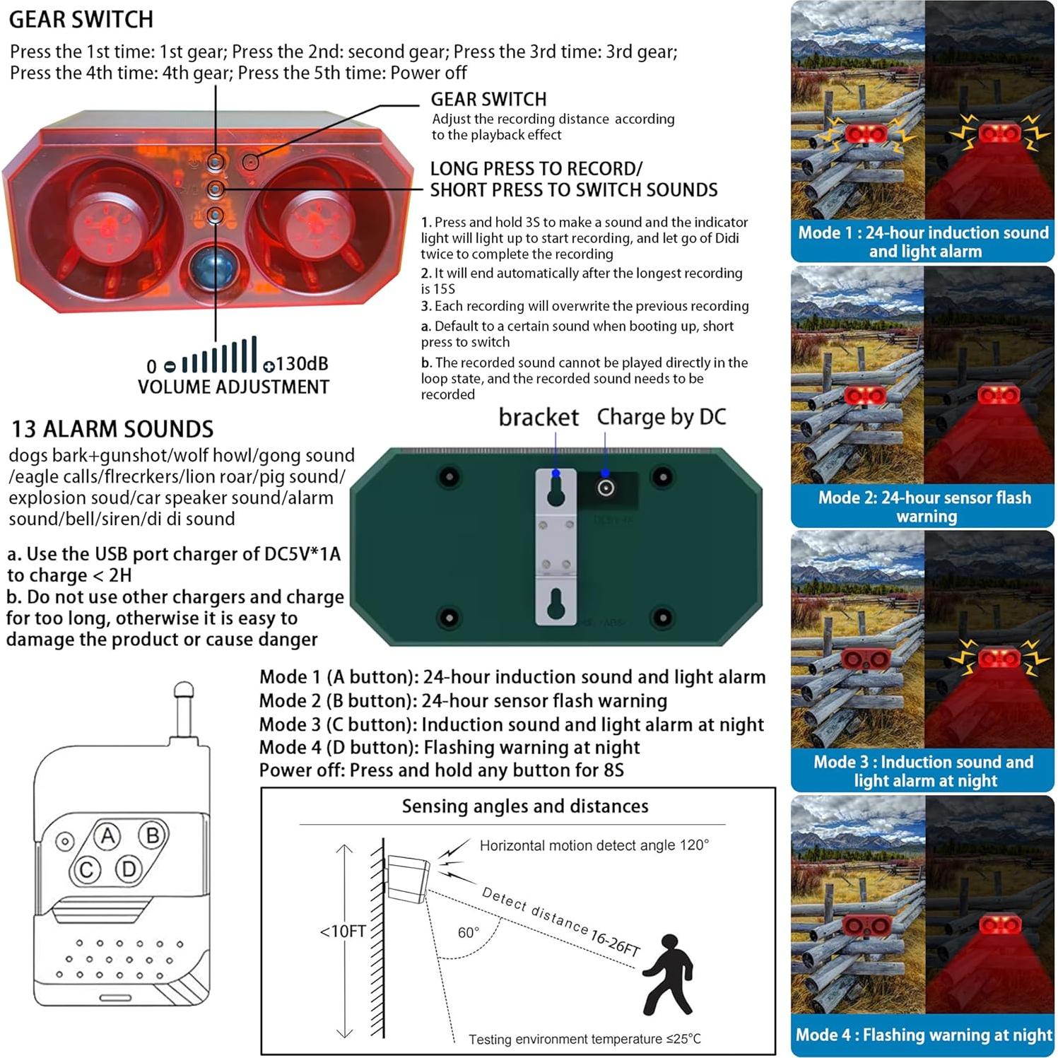 Alarma Solar de Movimiento QXMH con Sonido de Ladrido 130dB