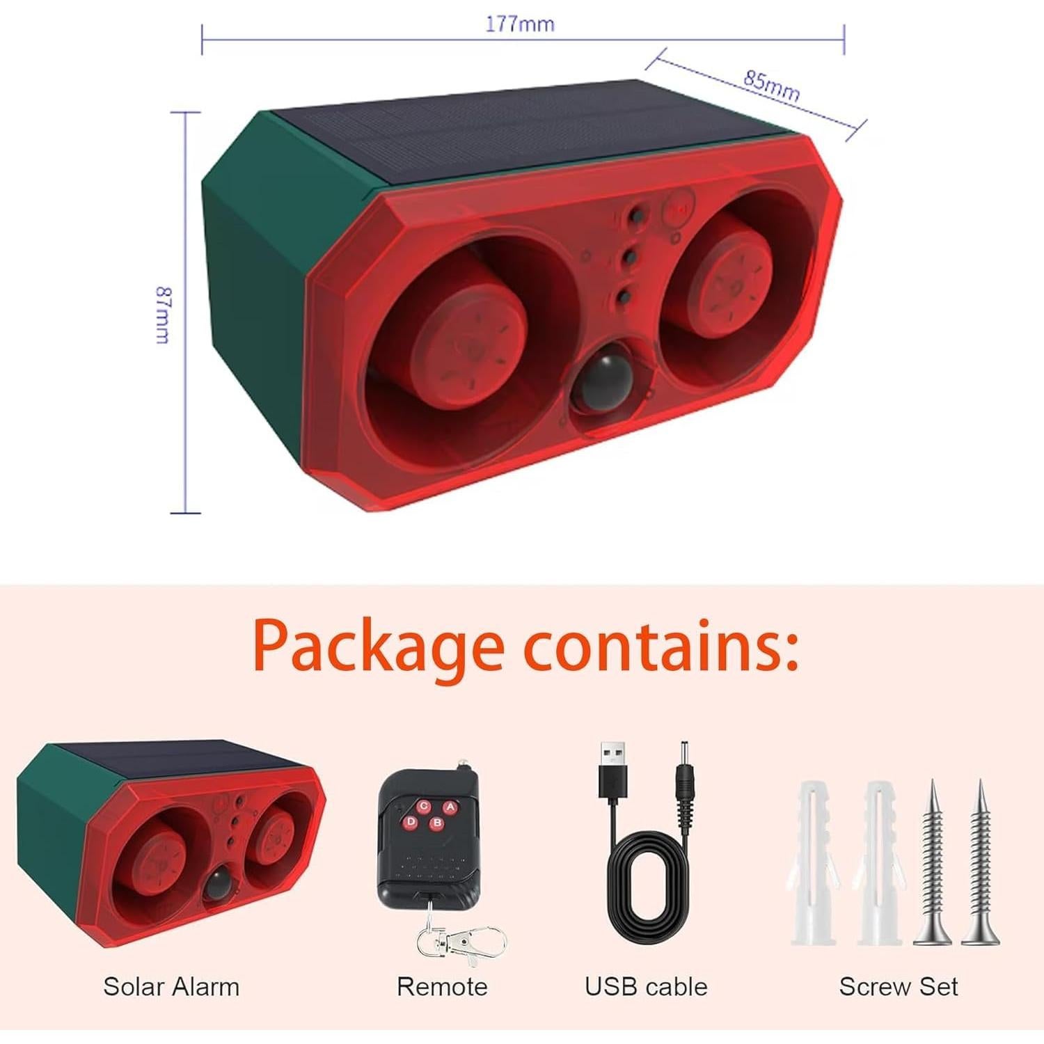 Alarma Solar de Movimiento QXMH con Sonido de Ladrido 130dB