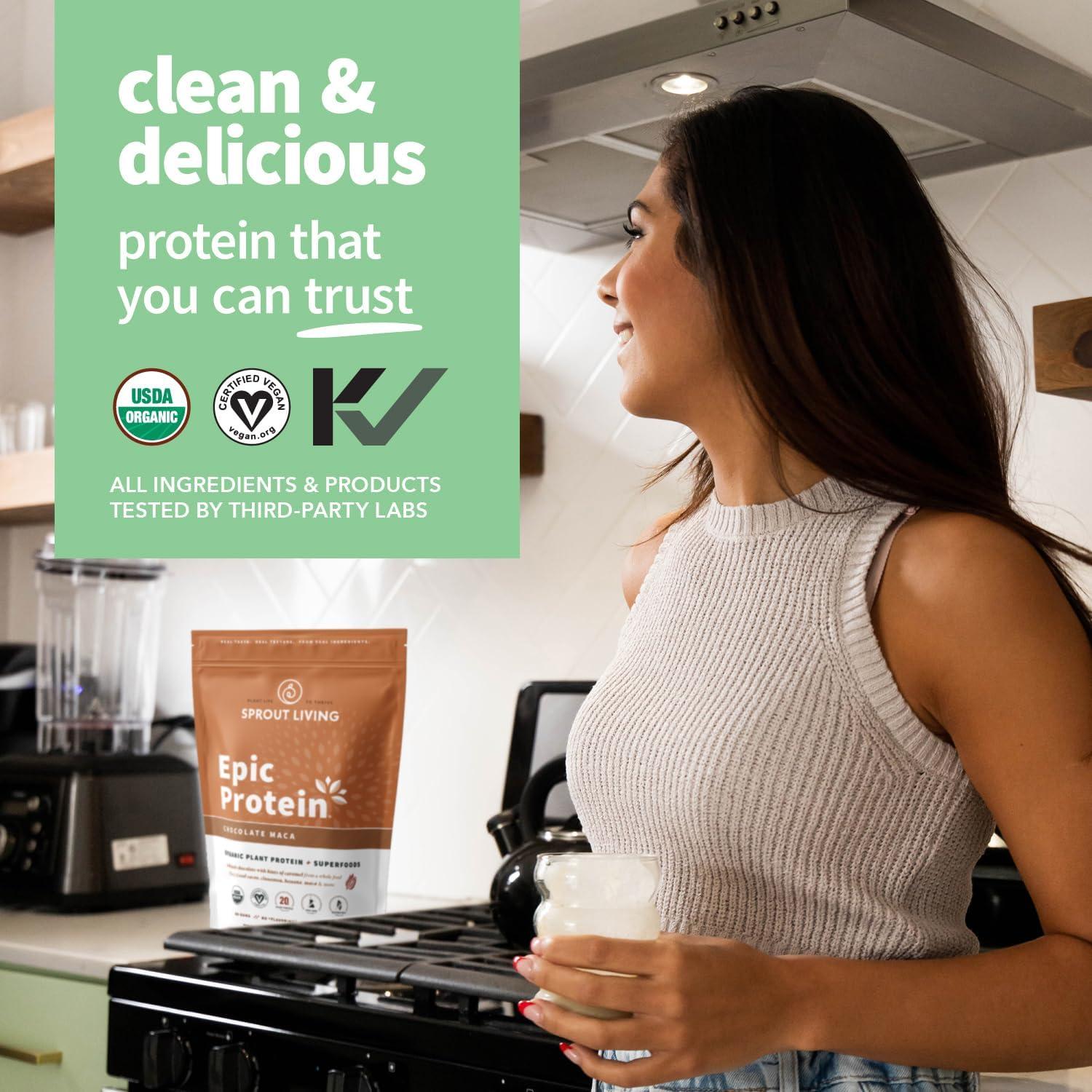 Proteína Épica Sprout Living Maca de Chocolate 0.45 kg Vegana