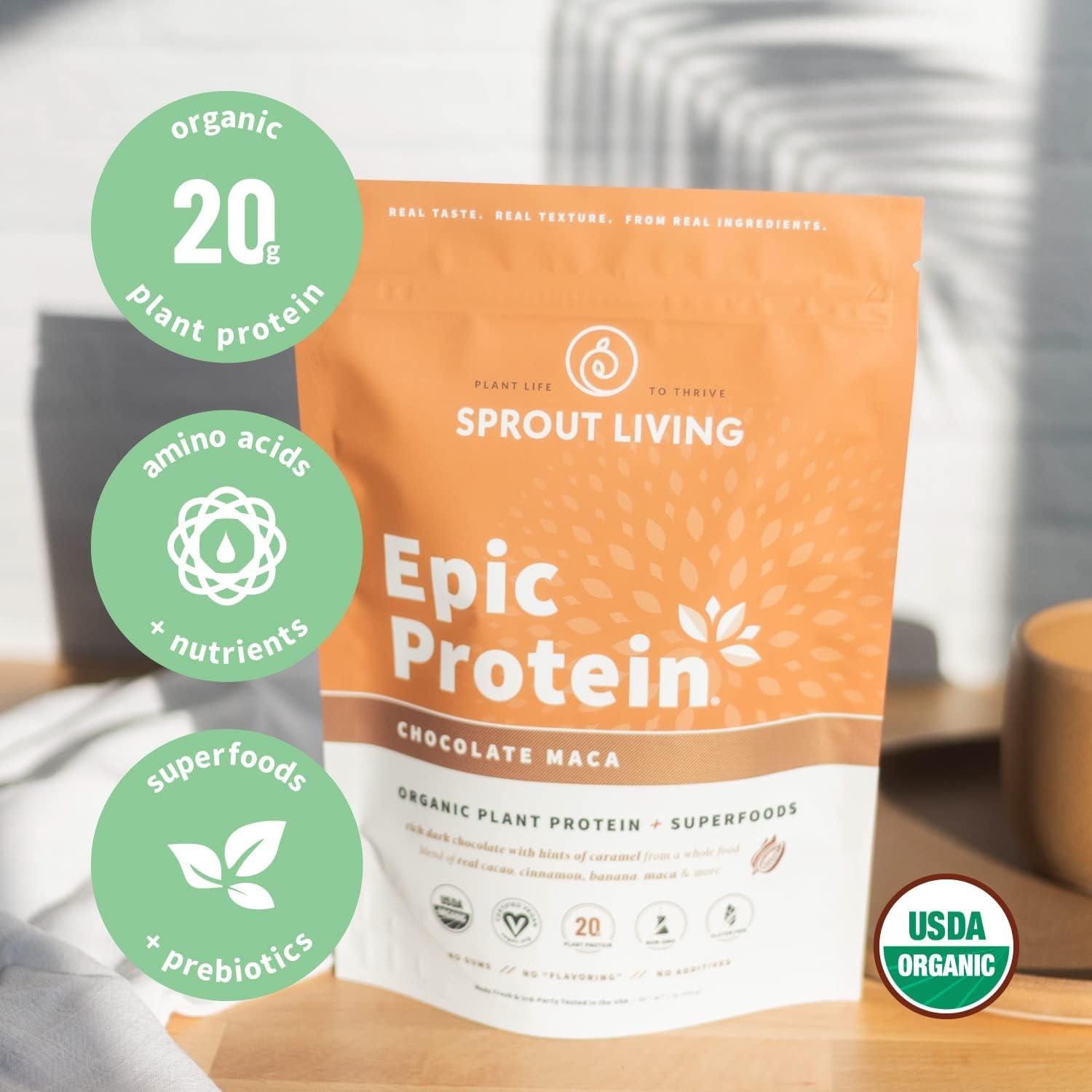 Proteína Épica Sprout Living Maca de Chocolate 0.45 kg Vegana