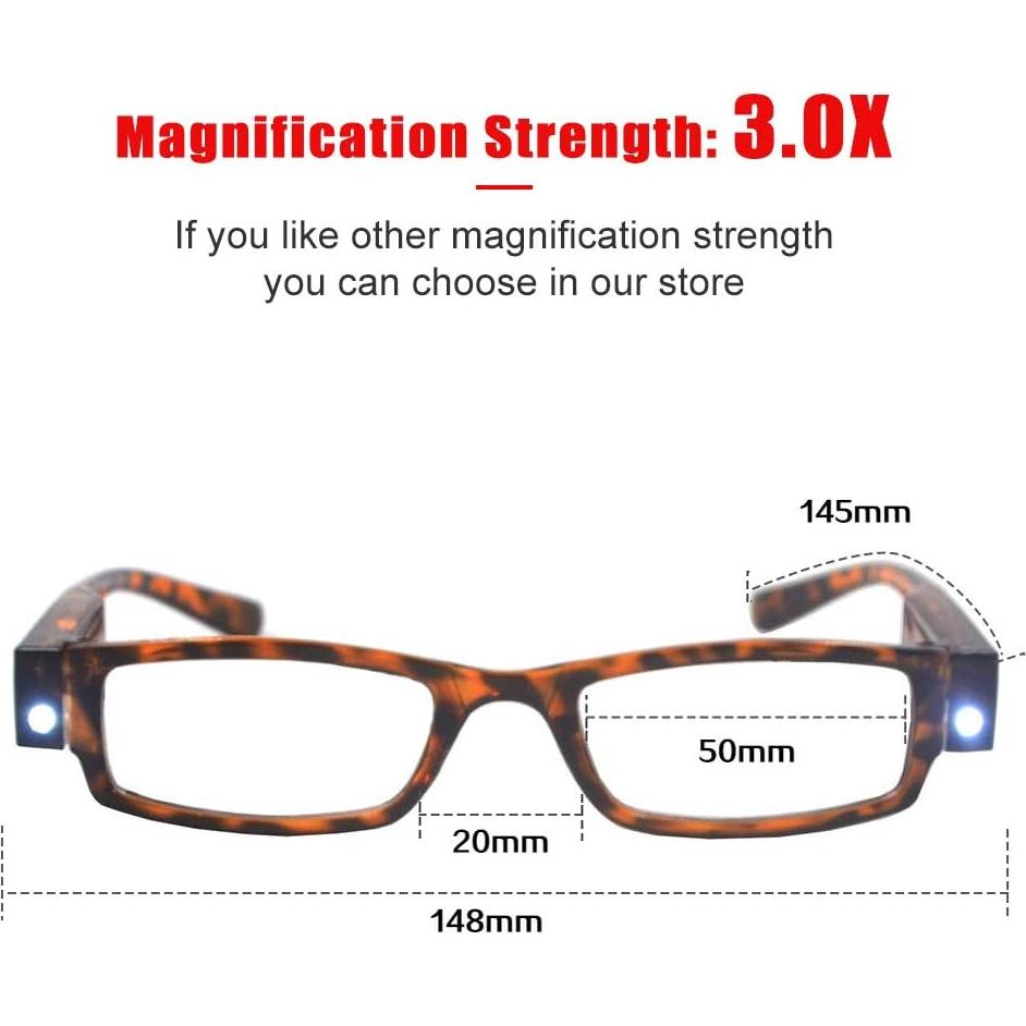 Gafas de Lectura DUANMEI con Luces LED +3.0 Unisex