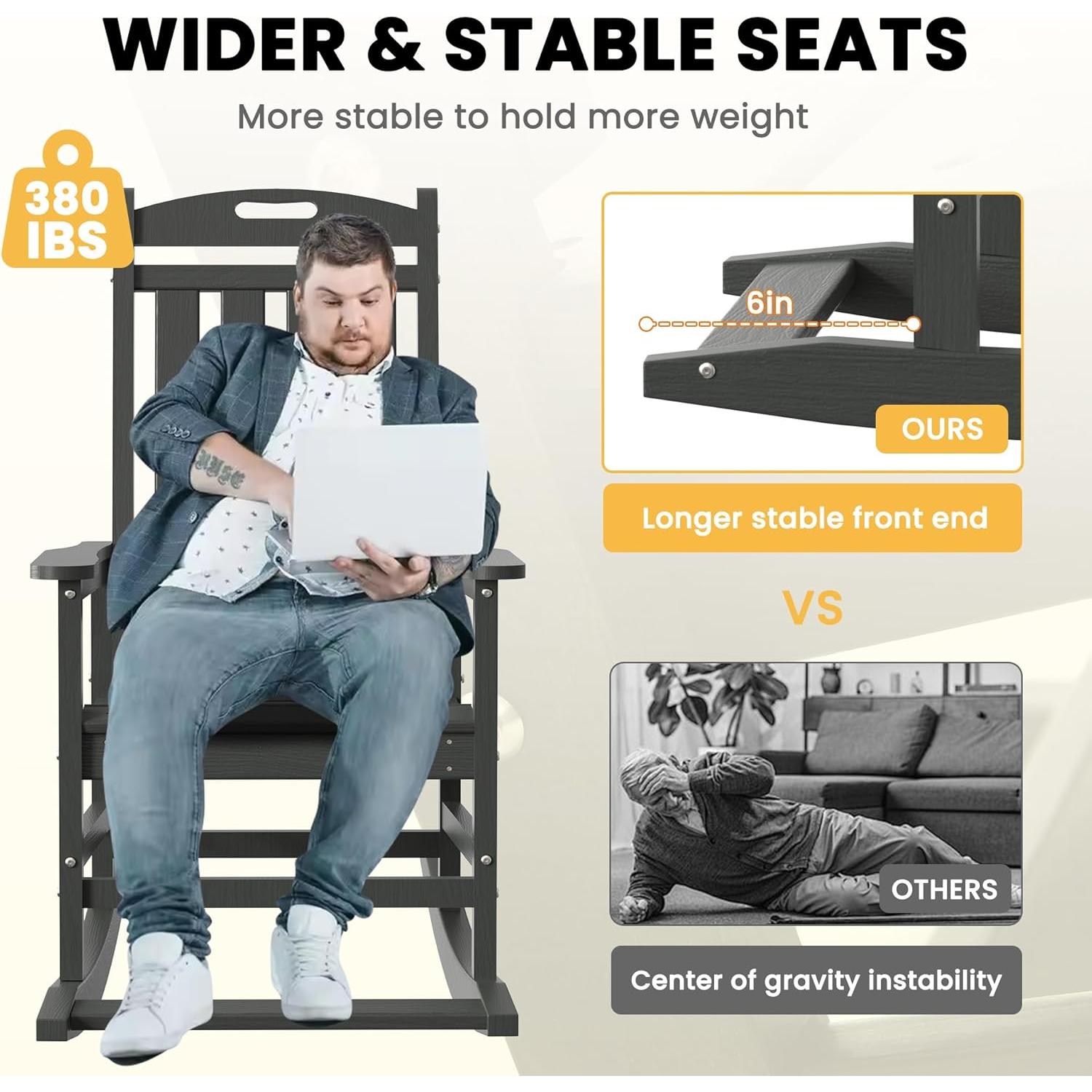 Silla Mecedora LOUNZY HDPE para Exteriores Gris