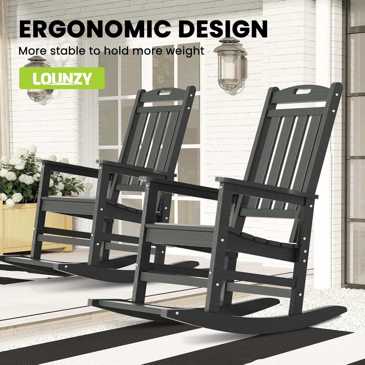 Silla Mecedora LOUNZY HDPE para Exteriores Gris