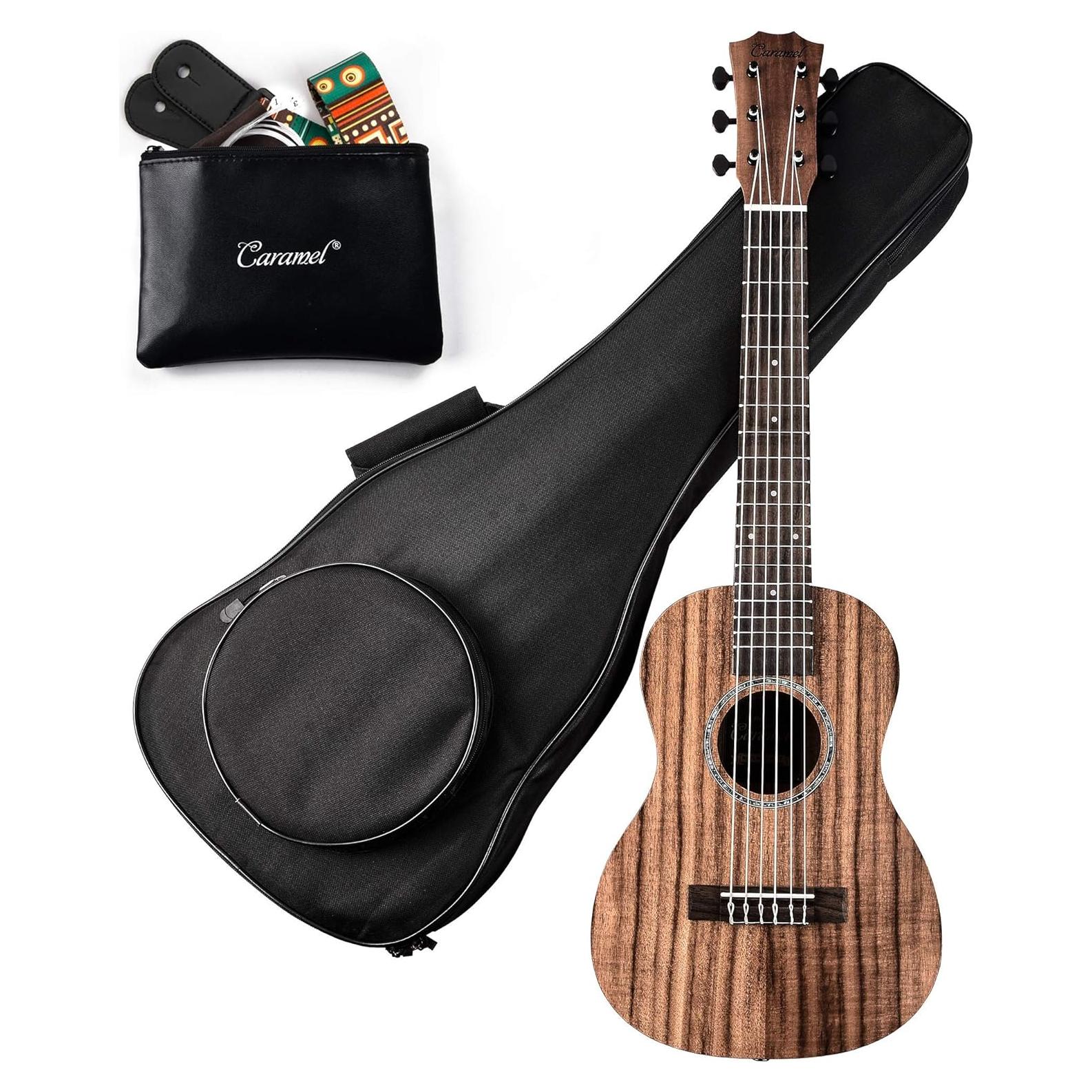 Guitalele Caramel 76cm 6 Cuerdas Acacia Kit de Viaje