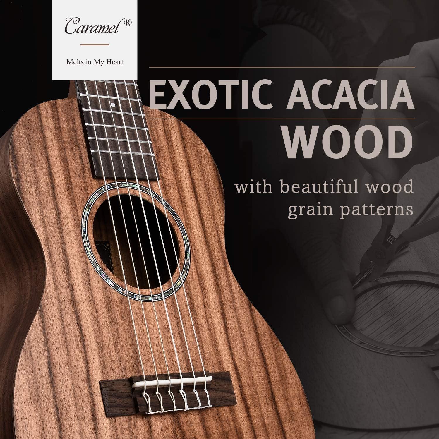 Guitalele Caramel 76cm 6 Cuerdas Acacia Kit de Viaje