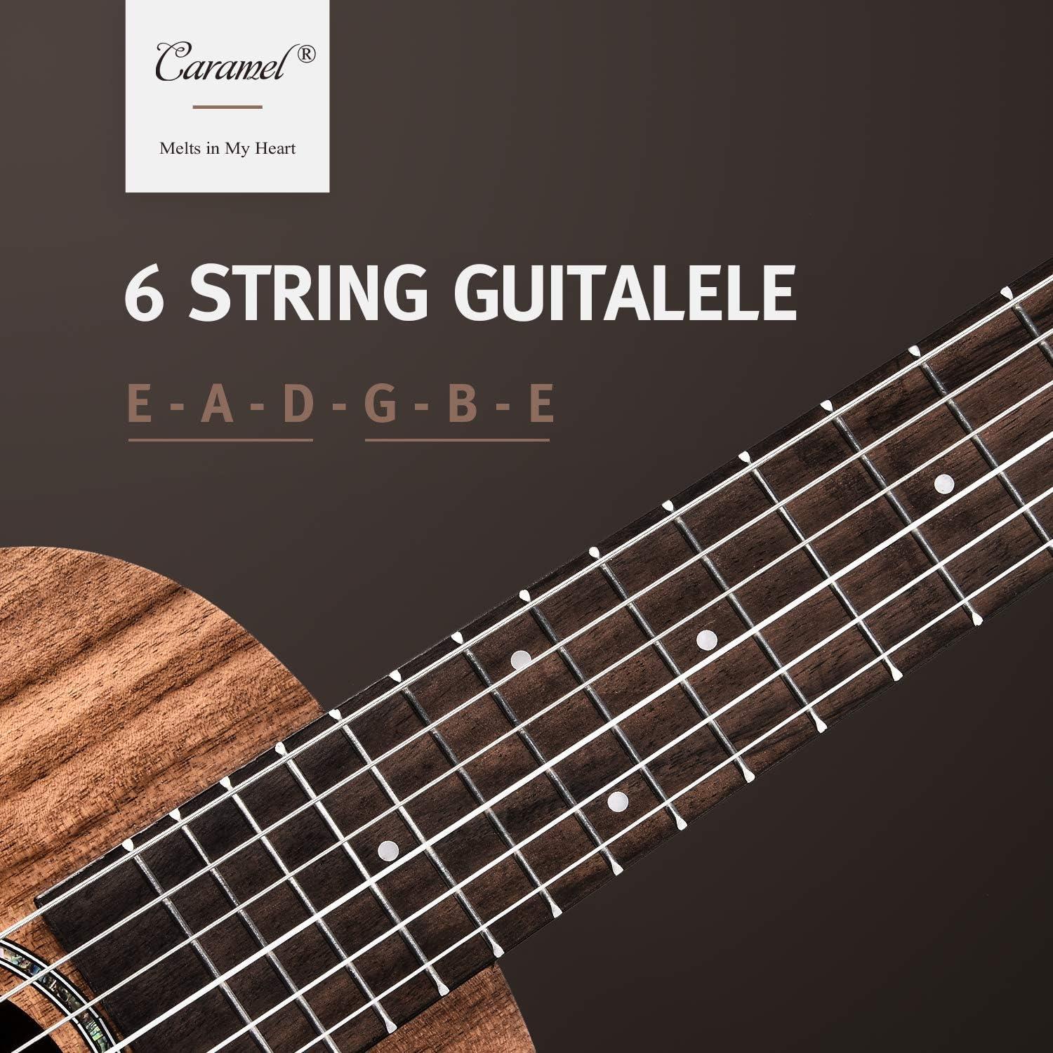 Guitalele Caramel 76cm 6 Cuerdas Acacia Kit de Viaje