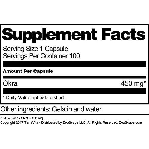 Okra 450 mg TerraVita 300 Cápsulas Sin Rellenos