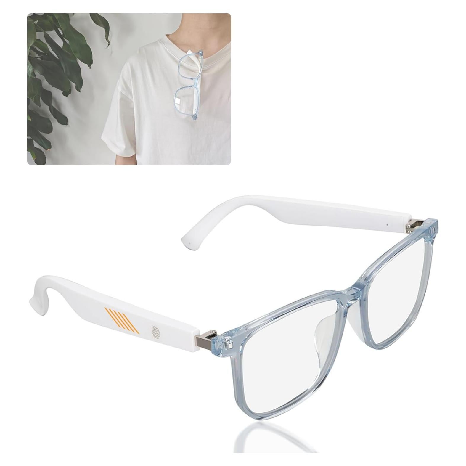 IP65 Bluetooth Glasses, UV400 Anti Blue Light Smart Glasses Built in Microphone Half Open Headphones Anti Audio Glasses with Bluetooth Connectivity for Working Traveling