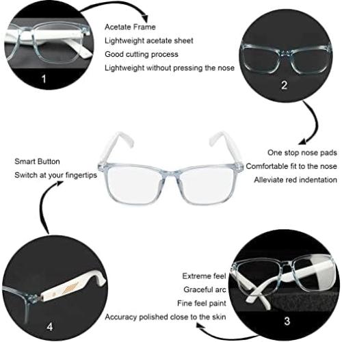 IP65 Bluetooth Glasses, UV400 Anti Blue Light Smart Glasses Built in Microphone Half Open Headphones Anti Audio Glasses with Bluetooth Connectivity for Working Traveling